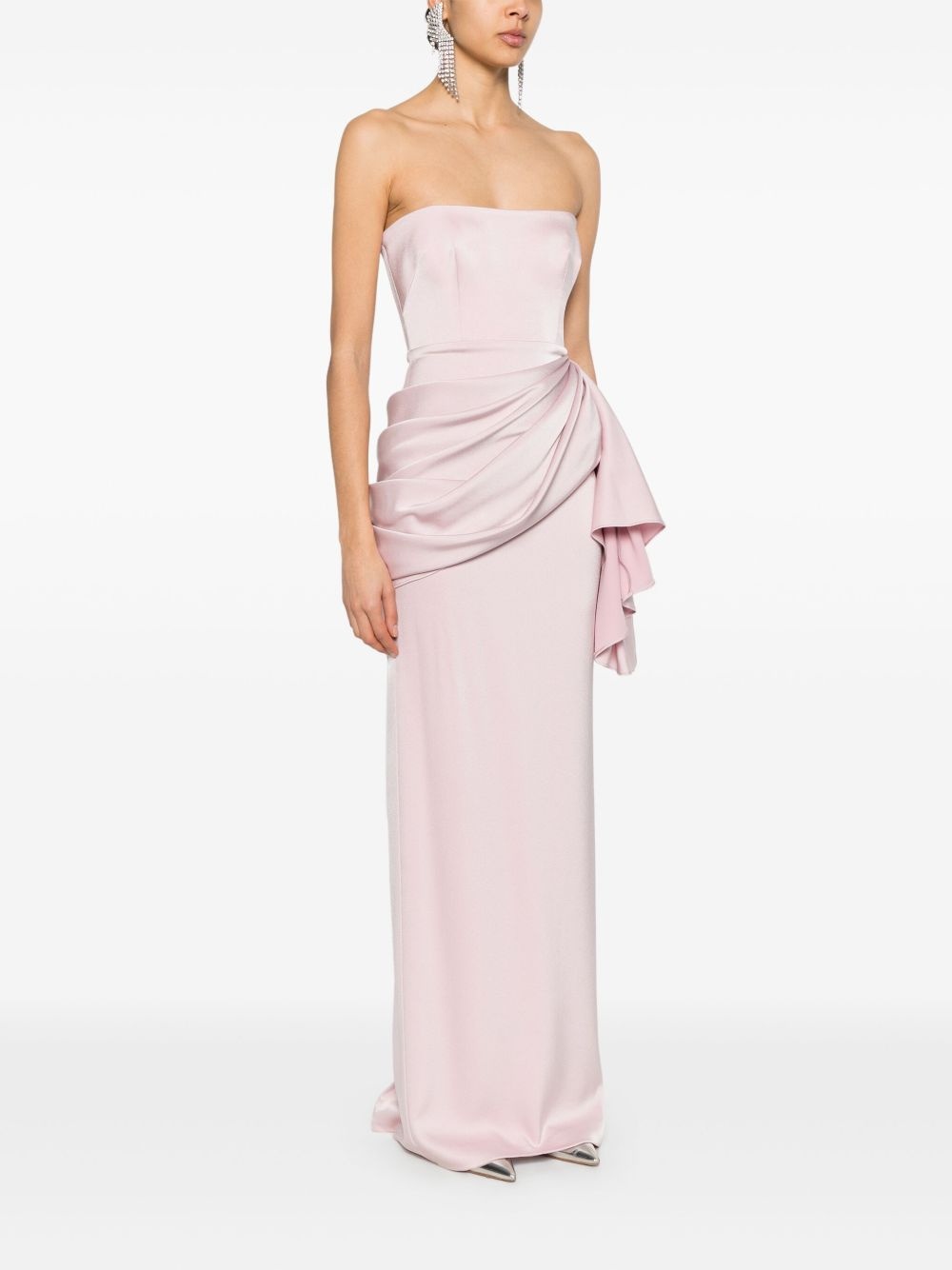 strapless satin maxi dress - 3
