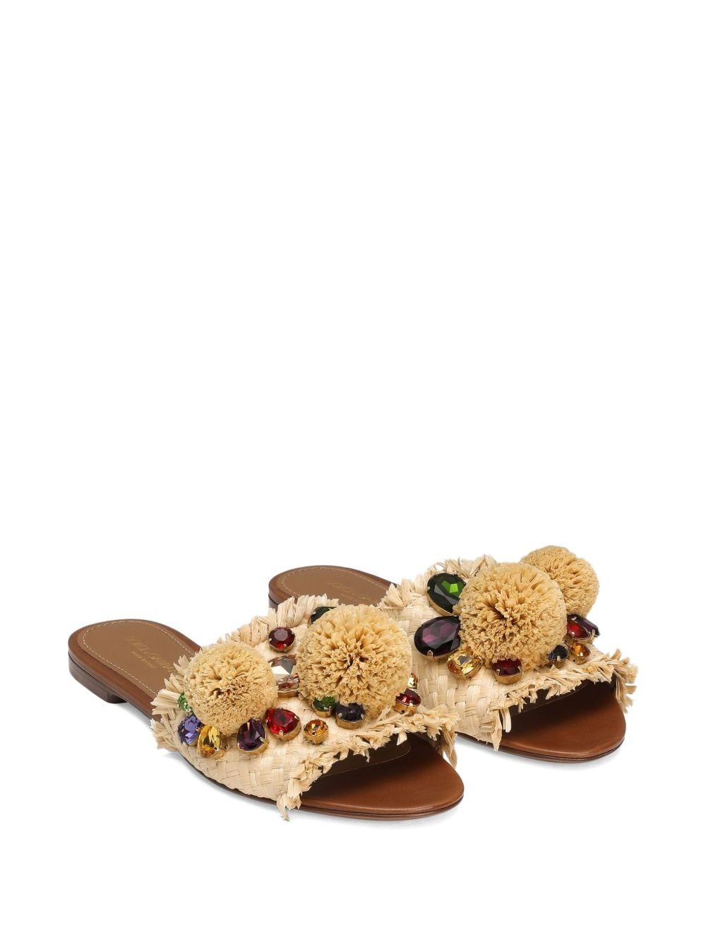 pompom raffia slides - 2
