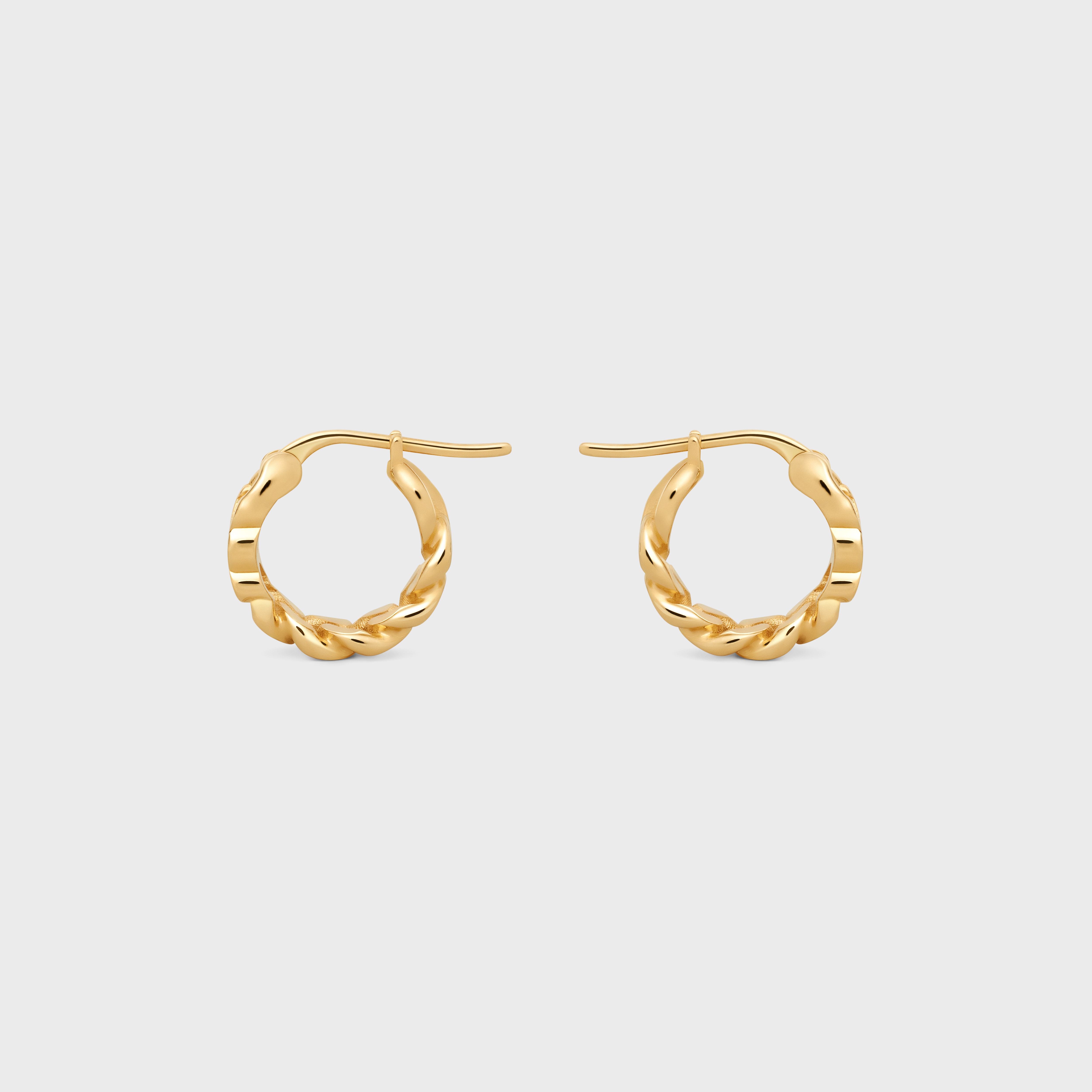 Triomphe Small Gourmette Hoops in Brass with Gold Finish - 1