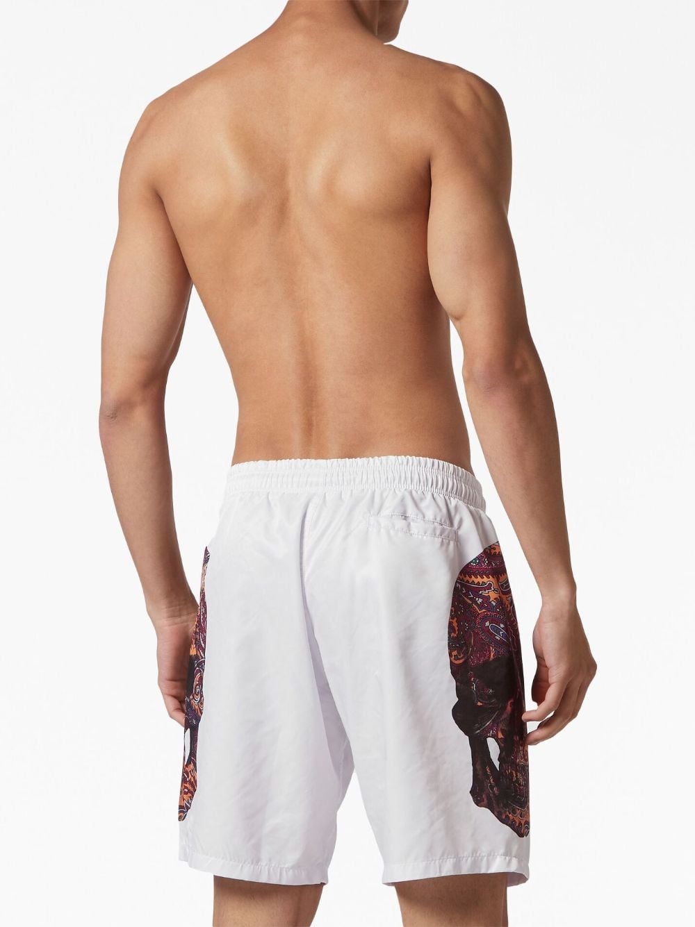 skull-print drawstring swim shorts - 4