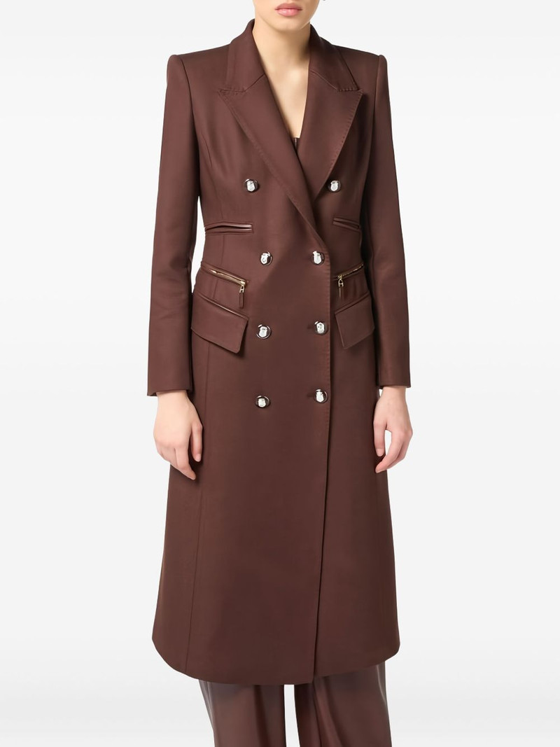 enamelled-button double-breasted coat 4