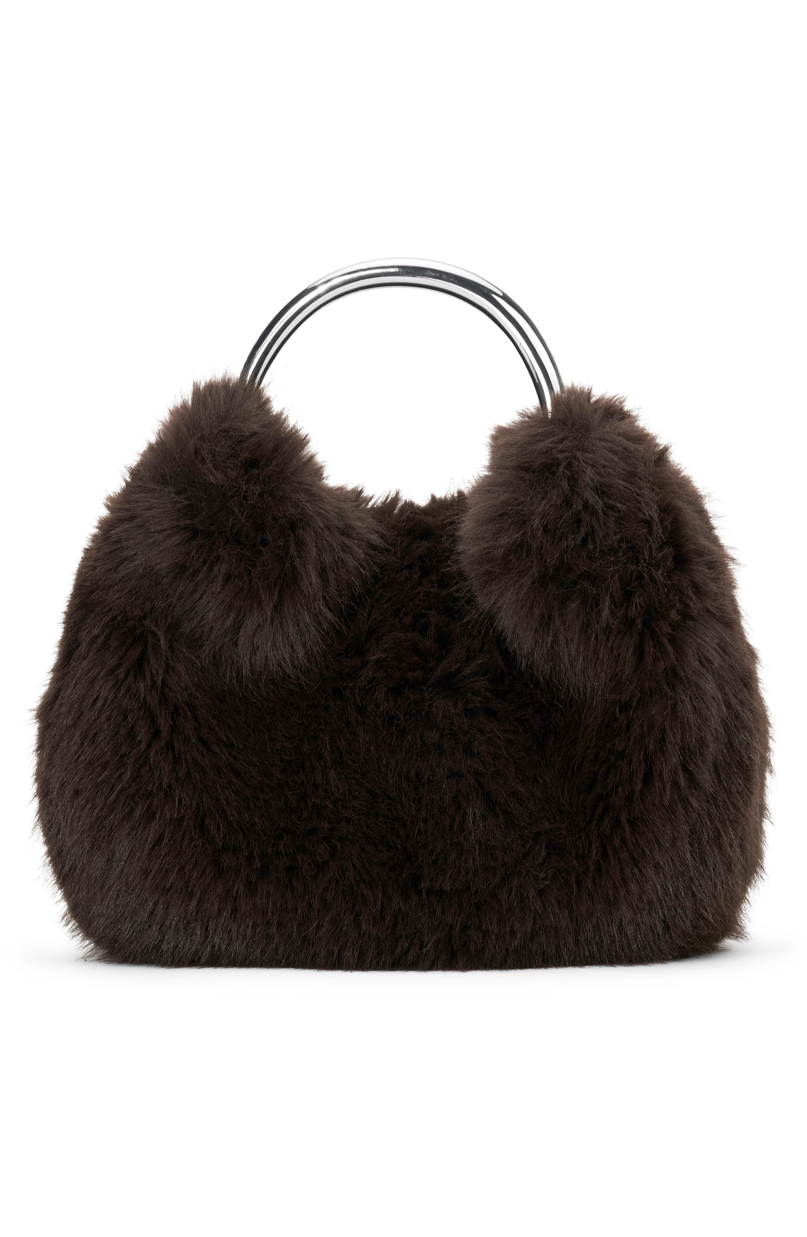 STAUD Romeo Faux Fur Top Handle Bag in Espresso at Nordstrom - 2