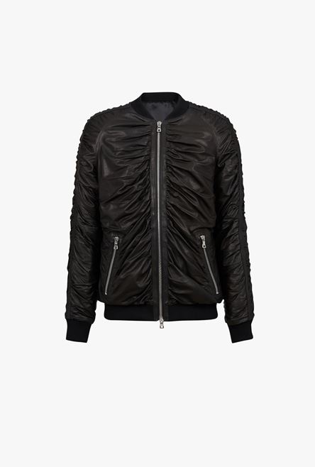 Black leather bomber jacket - 1