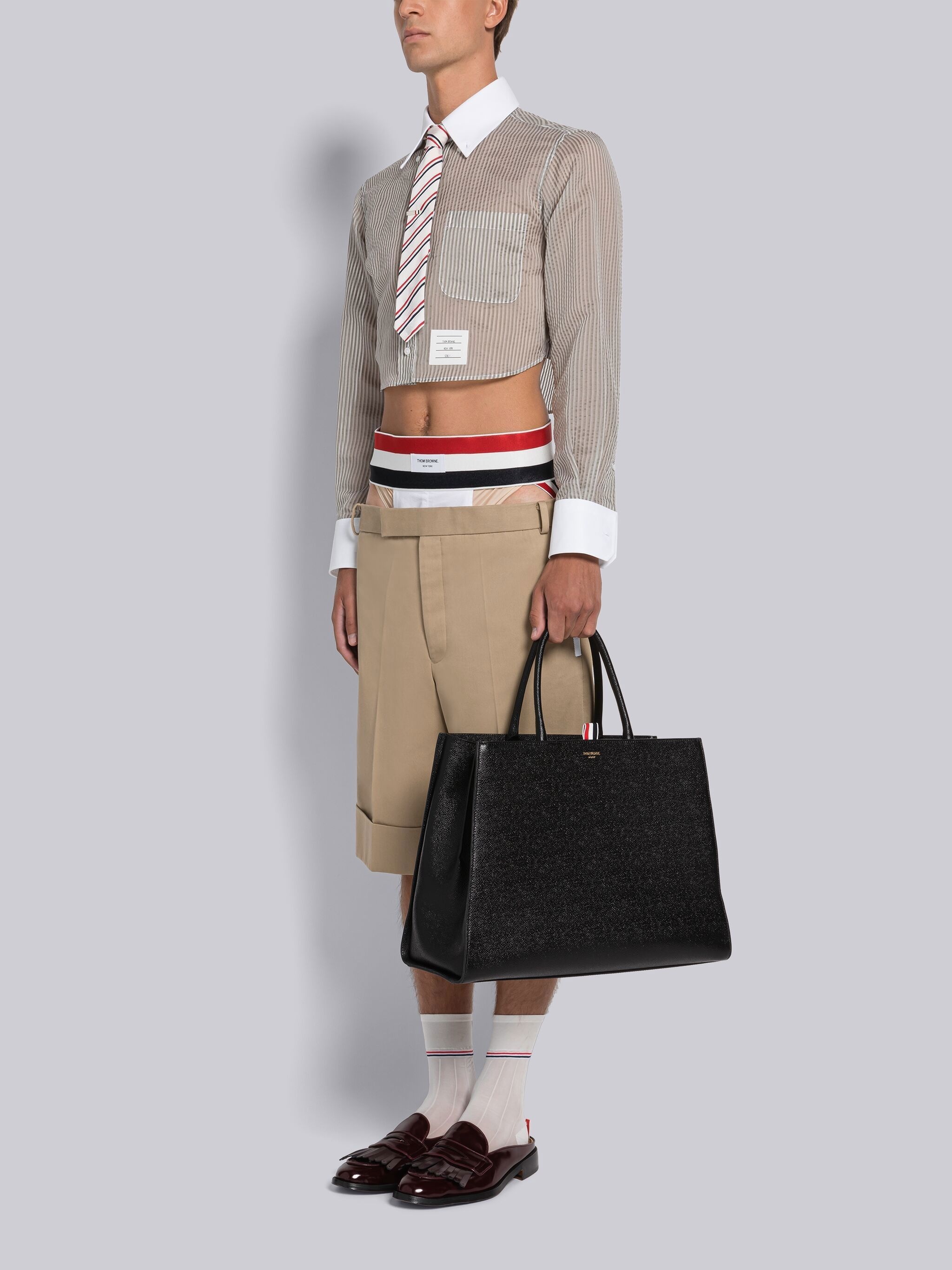Pebble Grain Leather Large Trapeze Tote - 6