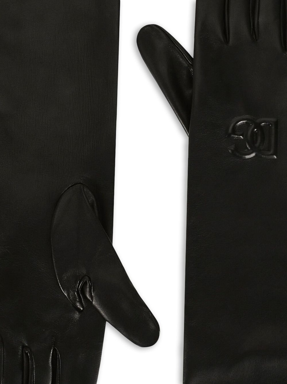 embossed-logo leather gloves - 2