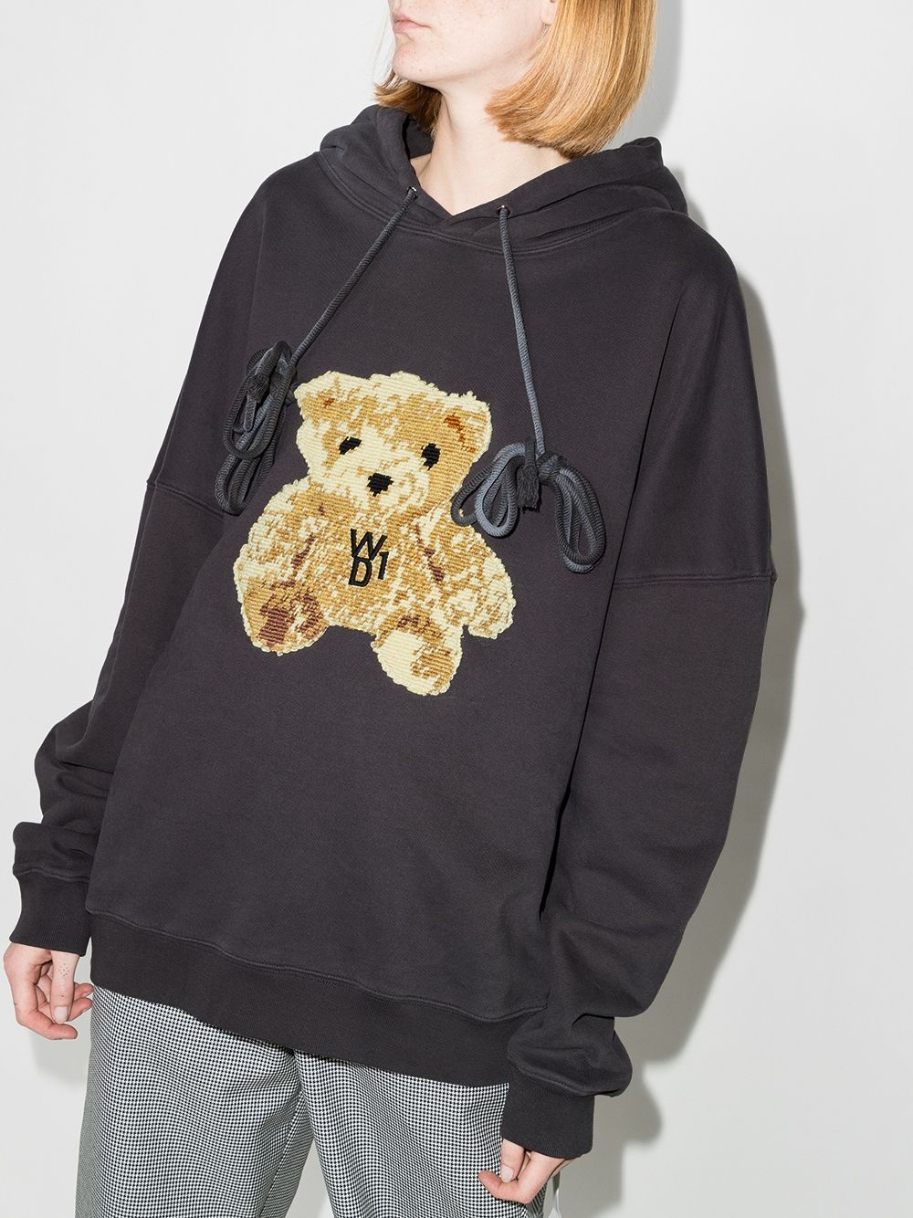 teddy-embroidered oversized hoodie - 2