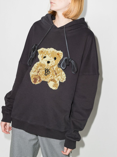 We11done teddy-embroidered oversized hoodie outlook