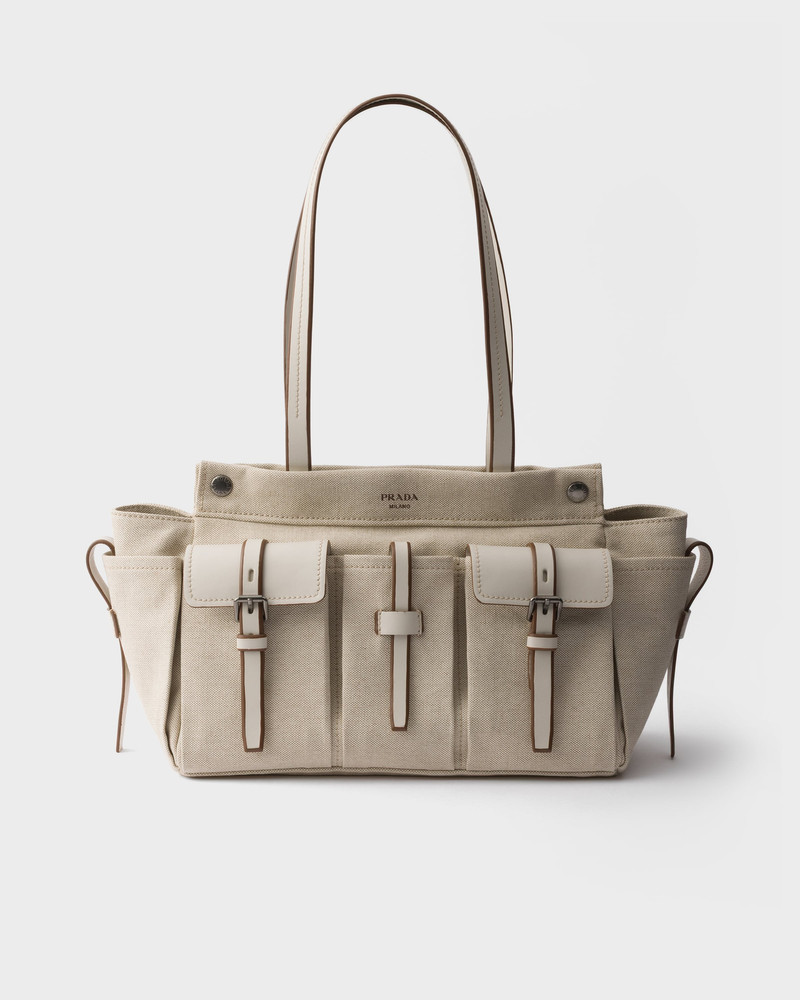 Prada Route large canvas and leather tote bag 1