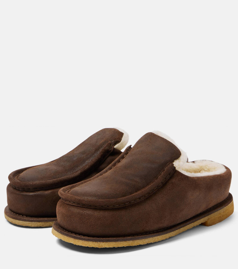 Shearling-lined suede mules 4