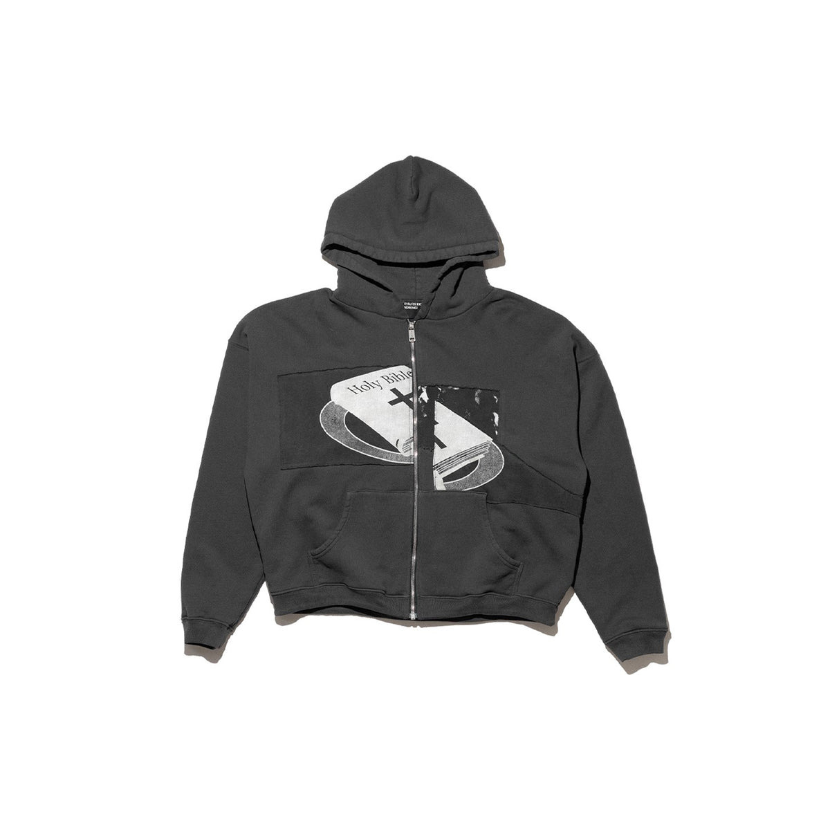 HOLY BIBLE "ASSEMBLAGE" BAGGY ZIP HOODIE (BLACK) - 1