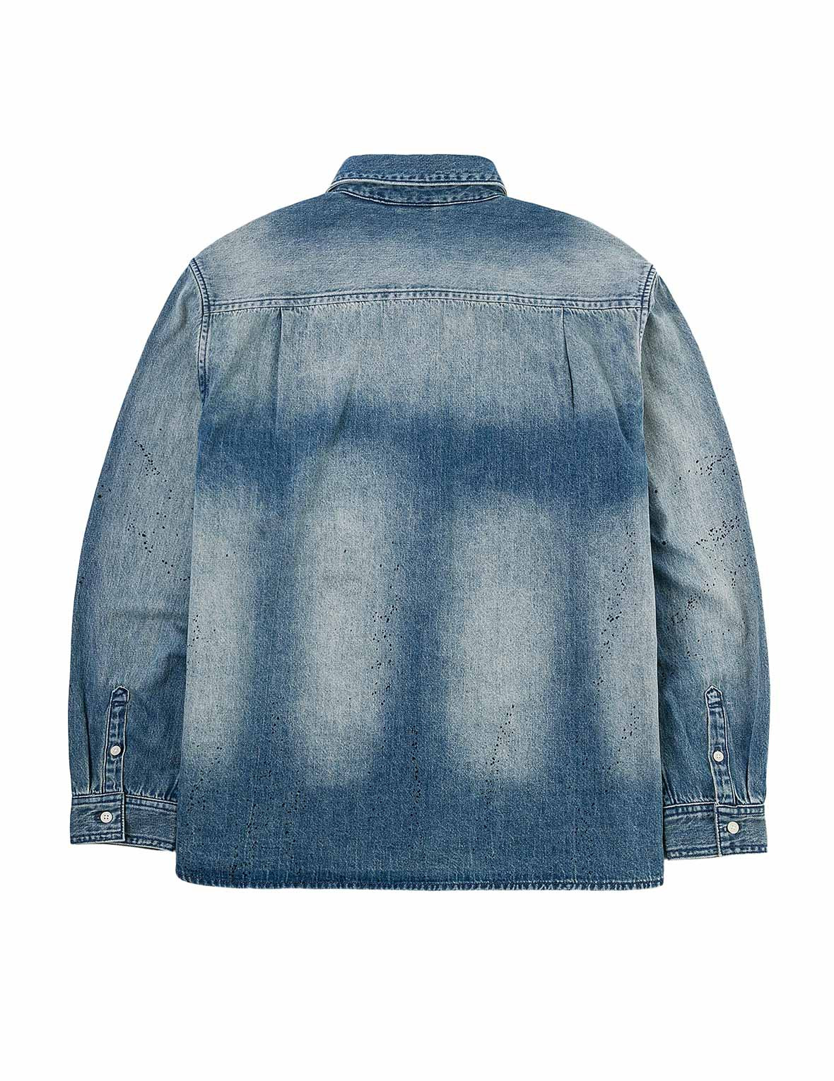 Splash Ink Seagull Print Regular Fit Denim Shirt - 2