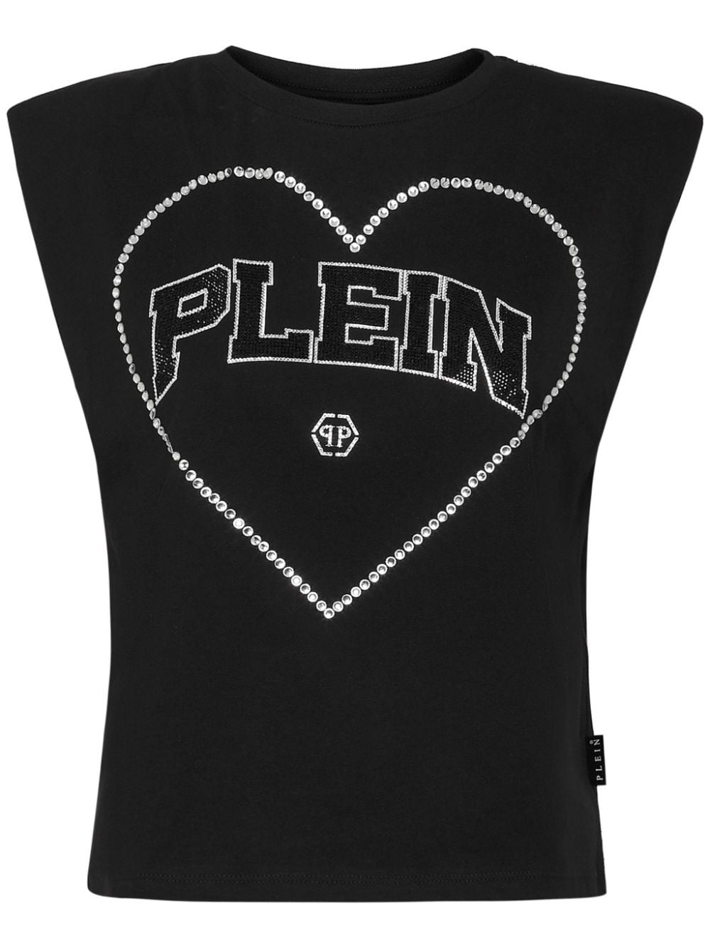 Strass heart cotton tank top - 1