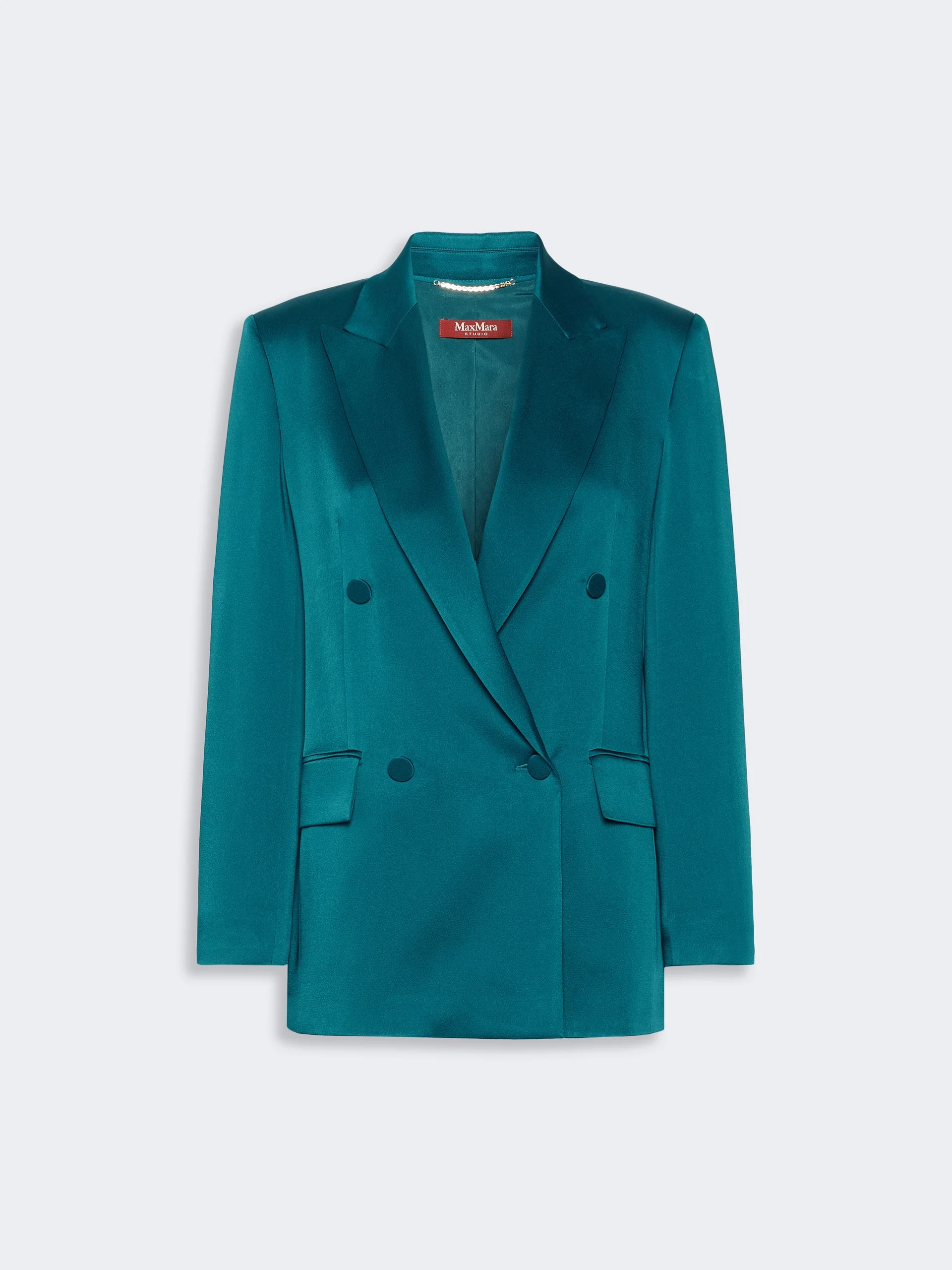 ARCA Double-breasted envers satin blazer - OIL - 1