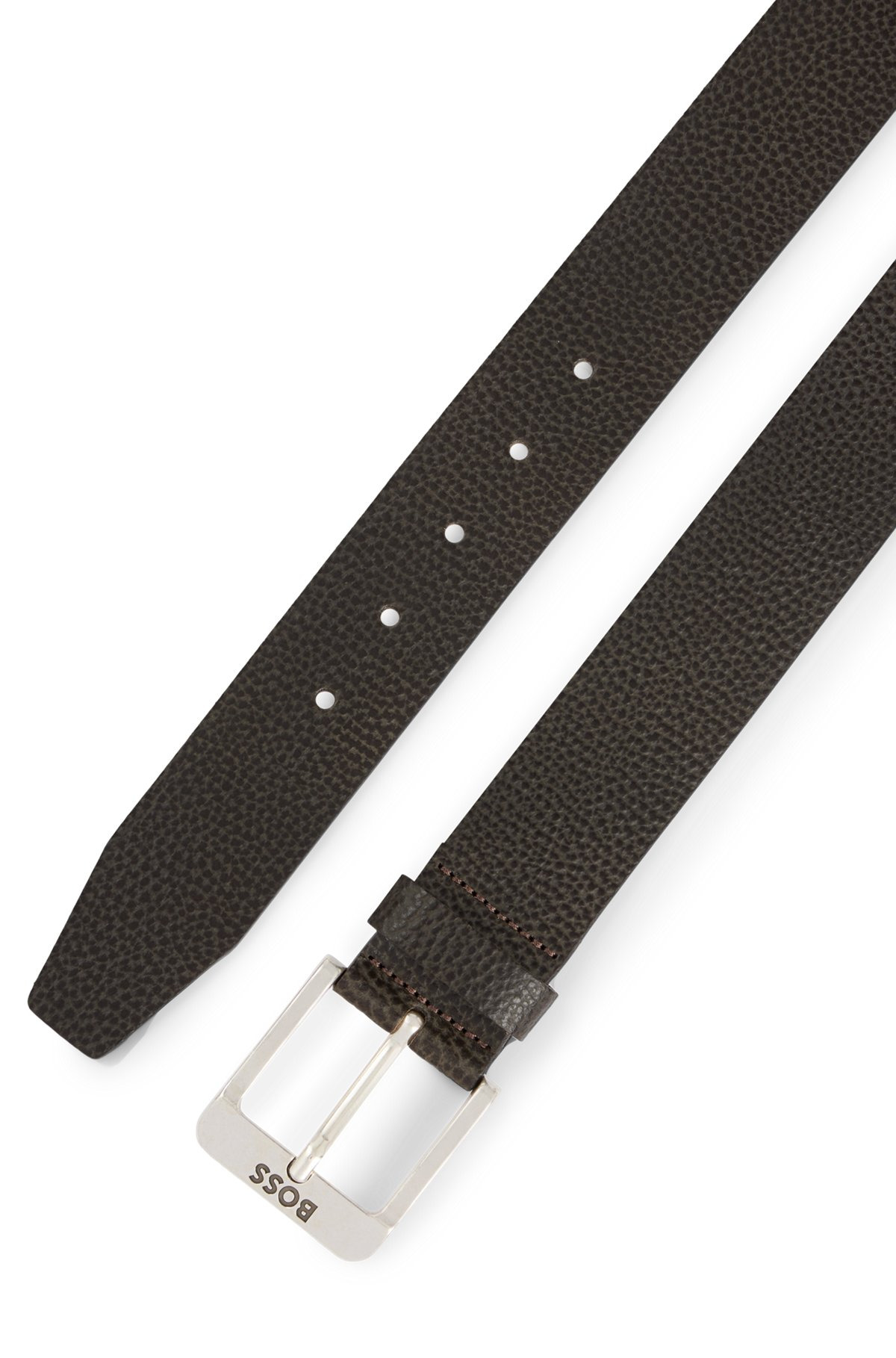 ITALIAN-LEATHER BELT WITH LOGO BUCKLE - 3