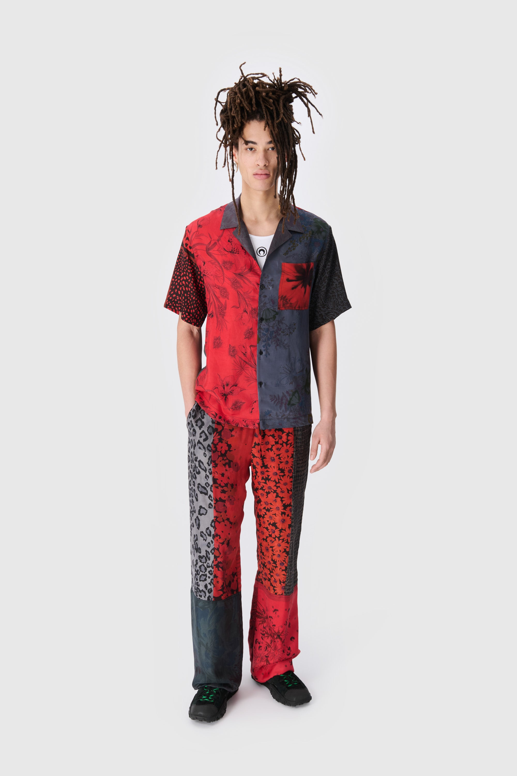 Upcycled Silk Scarves Bowling Shirt - 5