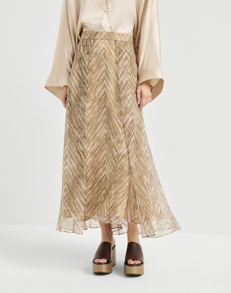 Silk chevron print organza paneled circle skirt 2