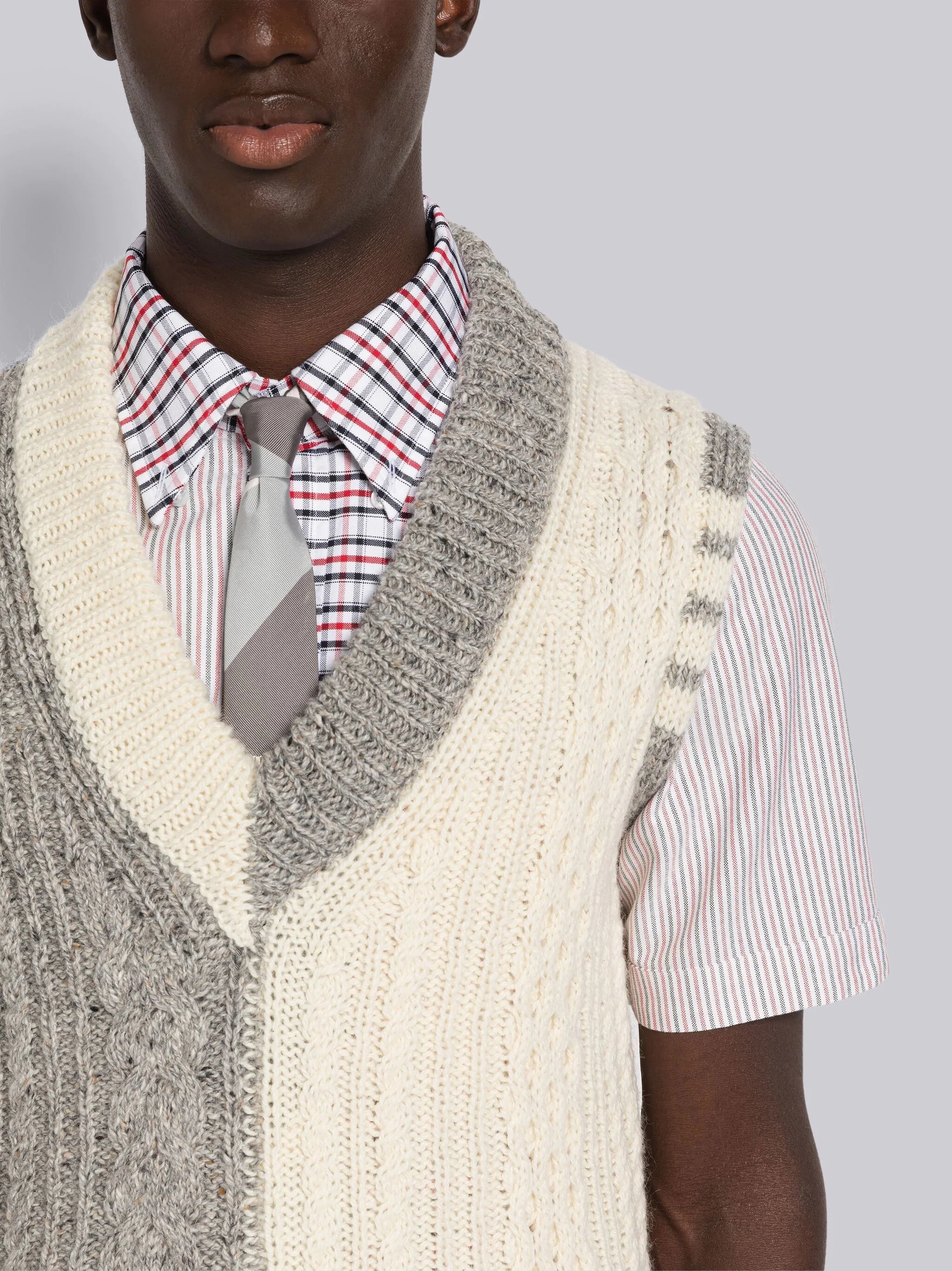 Fun-Mix Cabled Donegal 4-Bar Vest - 5