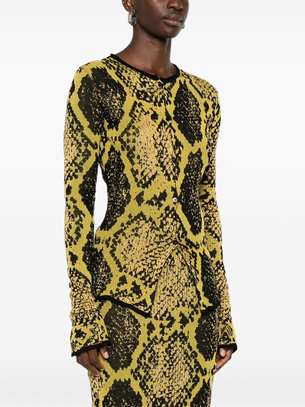 snakeskin-intarsia cardigan - 3