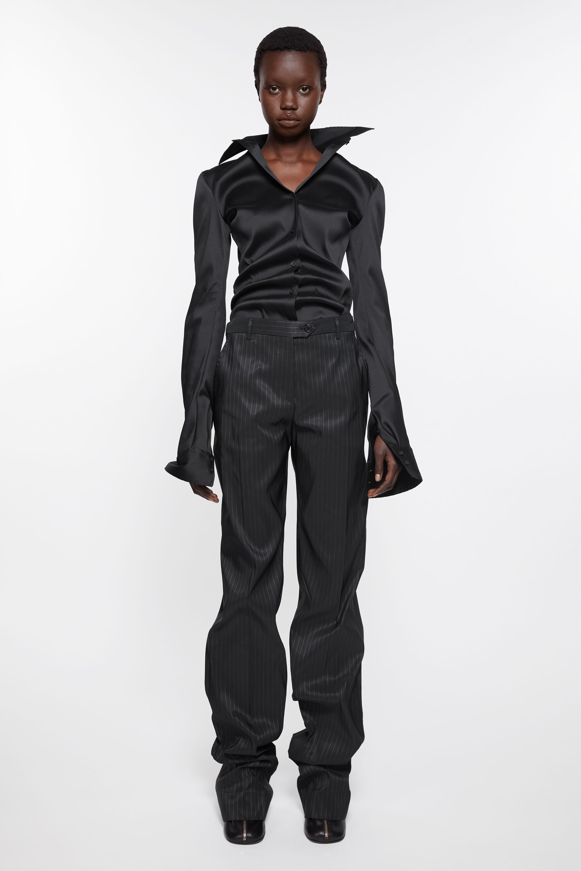 Pinstripe tailored trousers - Black - 2