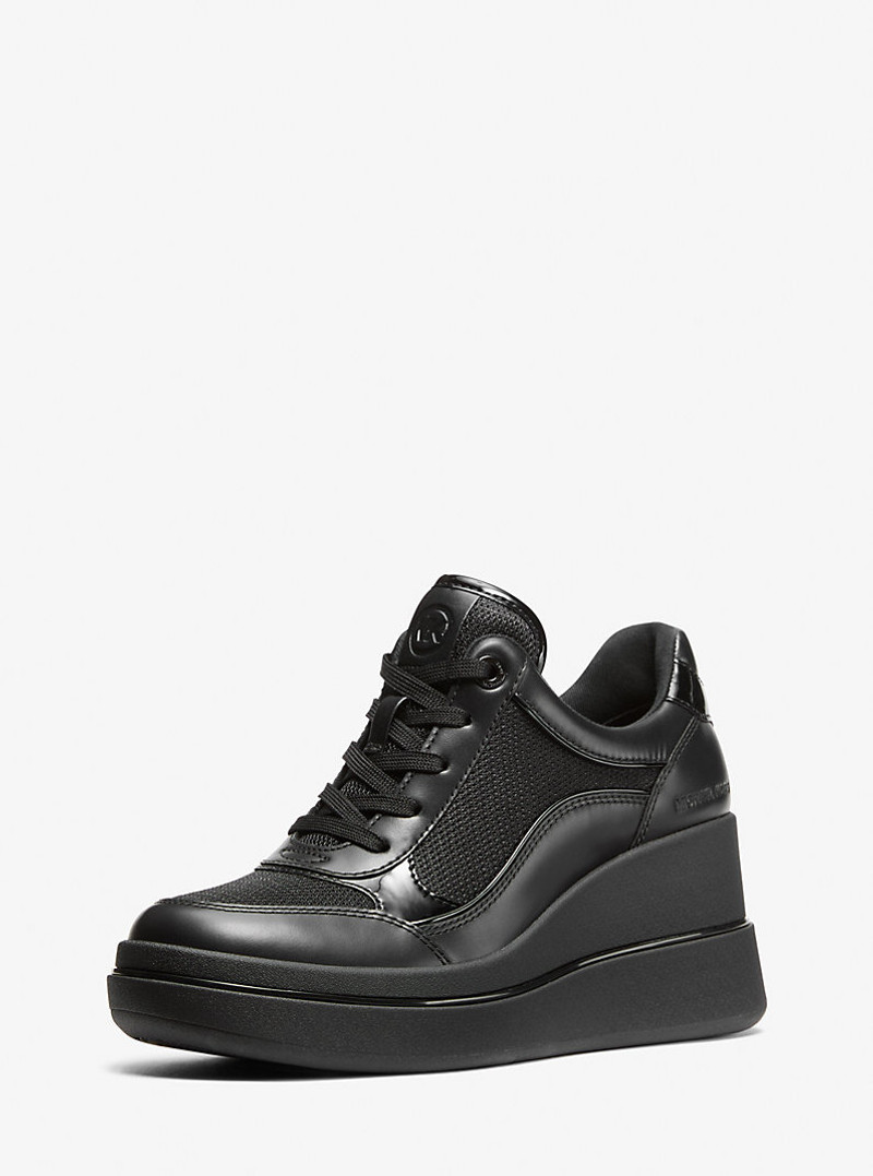 MICHAEL KORS Emmy Leather and Mesh Wedge Trainer outlook