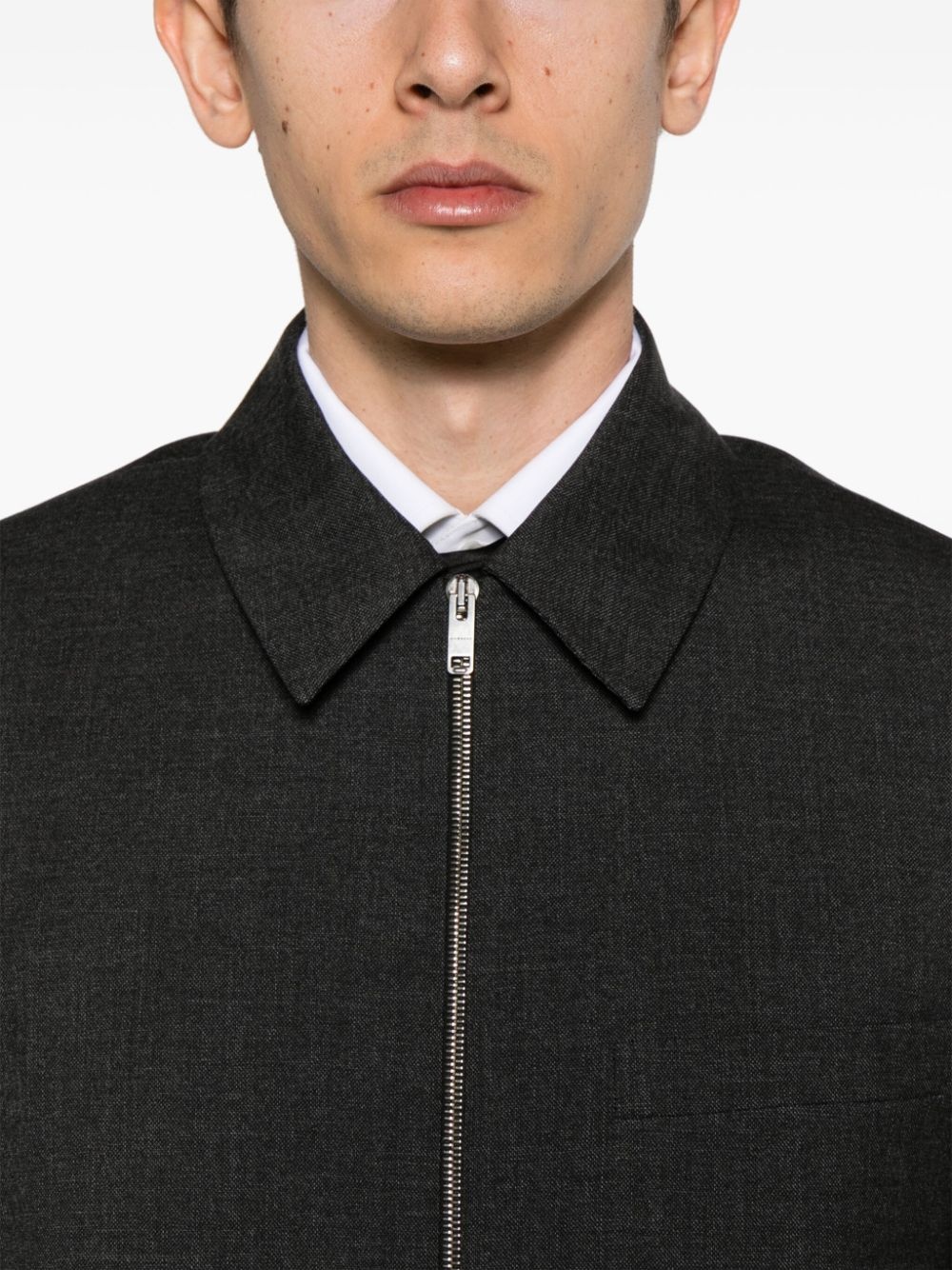 straight-collar wool bomber jacket - 5