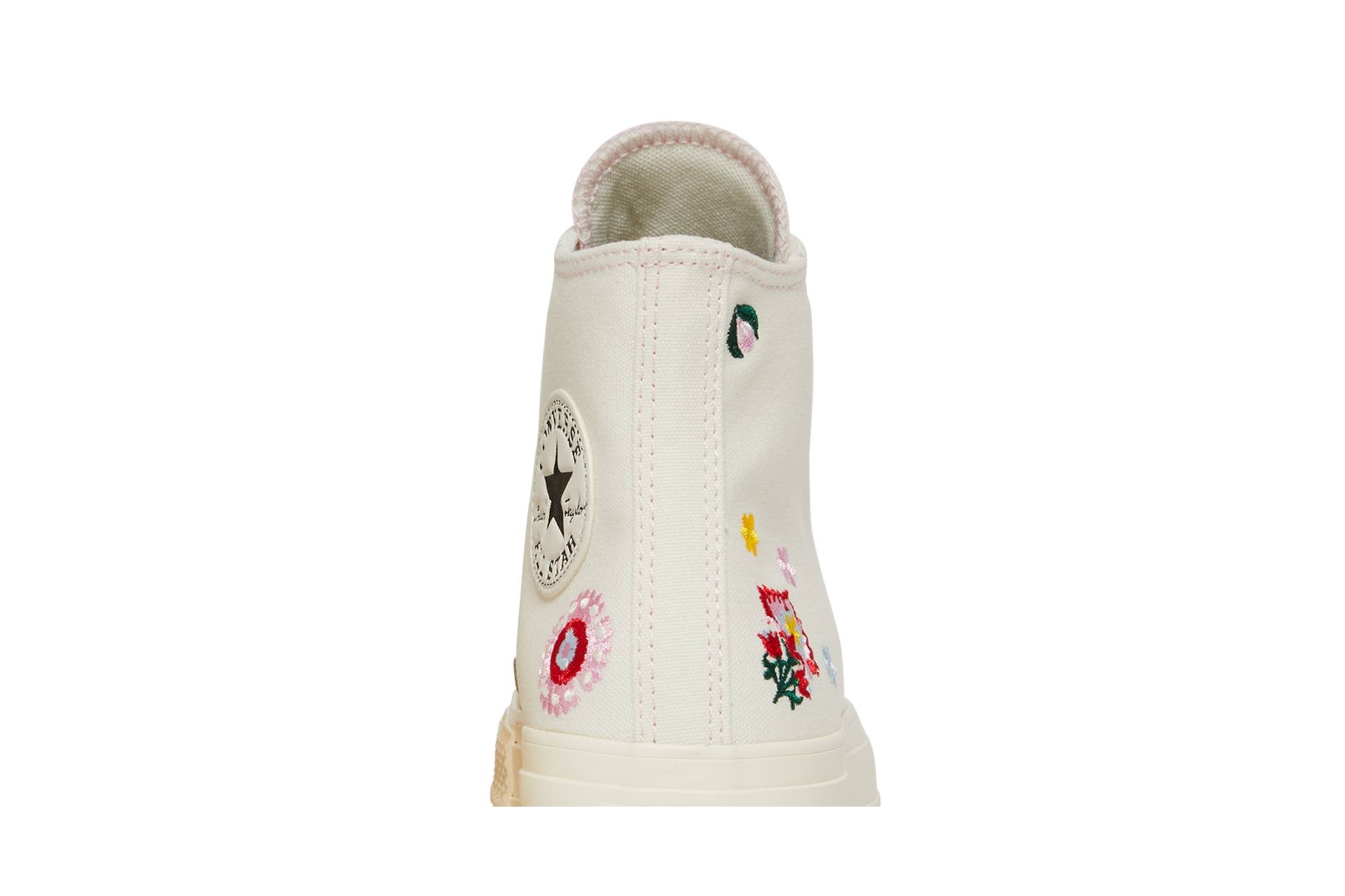 Wmns Chuck Taylor All Star Lift Platform High 'Floral Embroidery - Egret' - 7