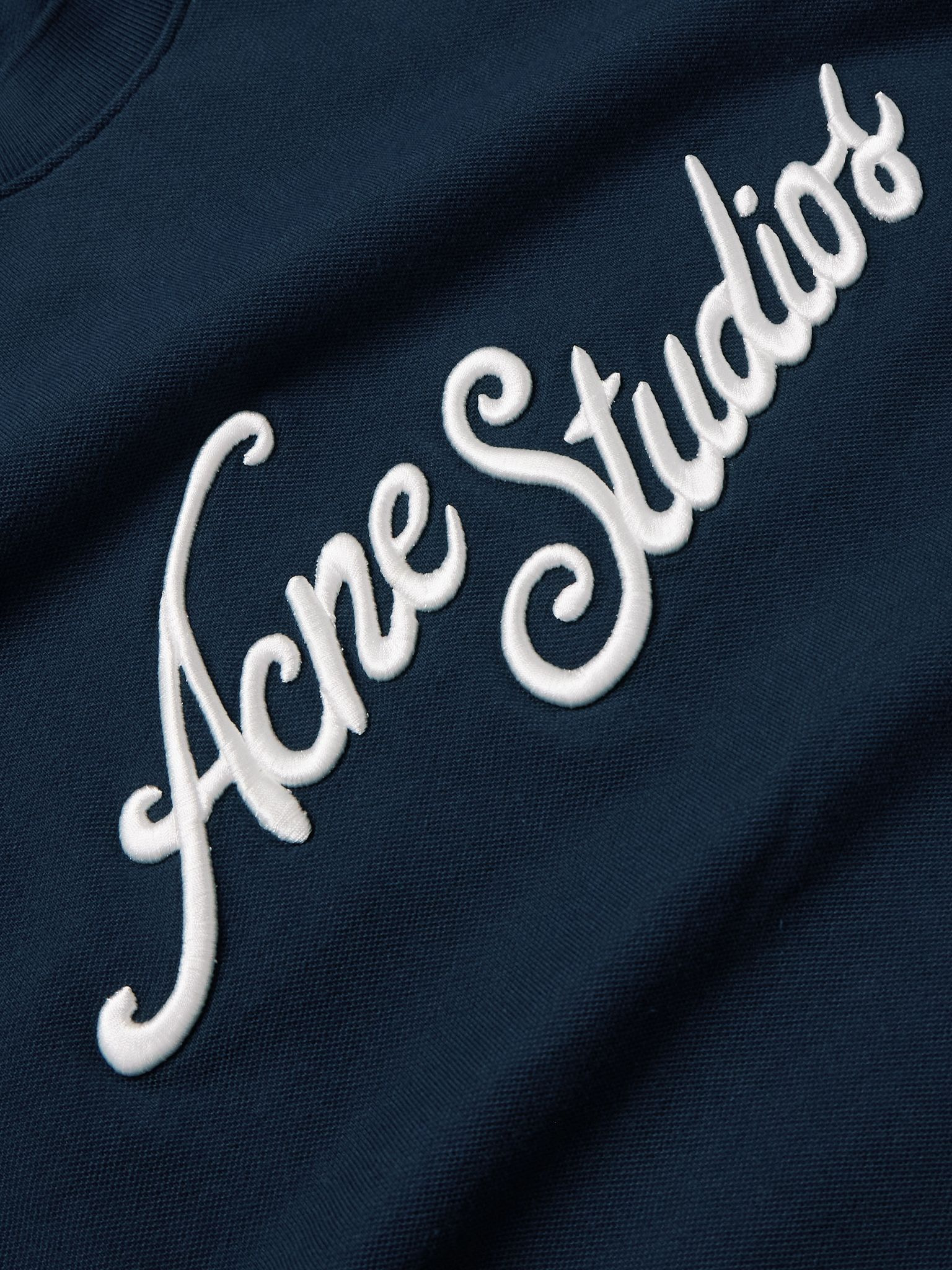 Exford Logo-Embroidered Cotton-Piqué T-Shirt Navy - 4