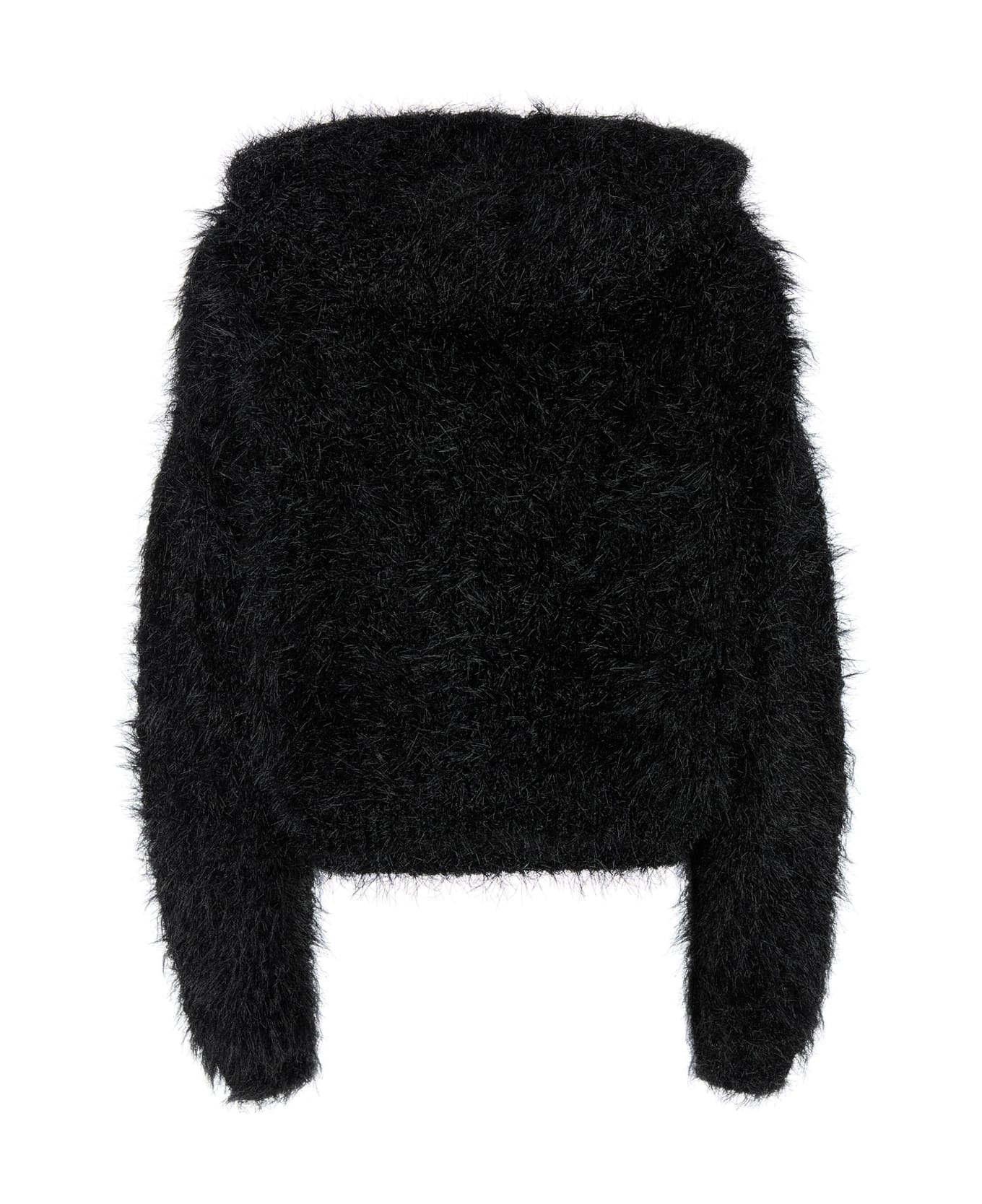 Black Nylon Blend Oscuri Oversize Sweater - 2