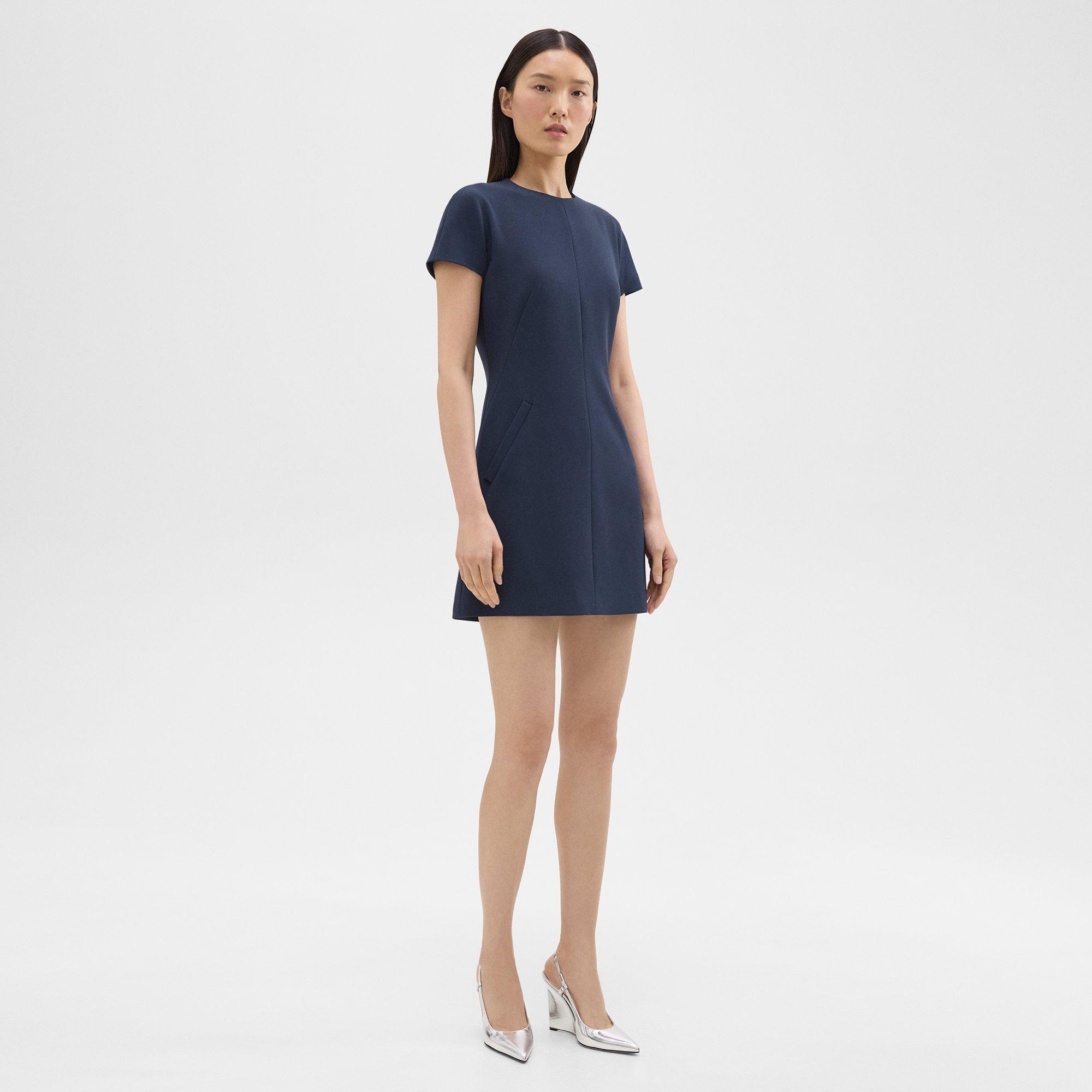 Dolman Sleeve Mini Dress in Admiral Crepe - 3