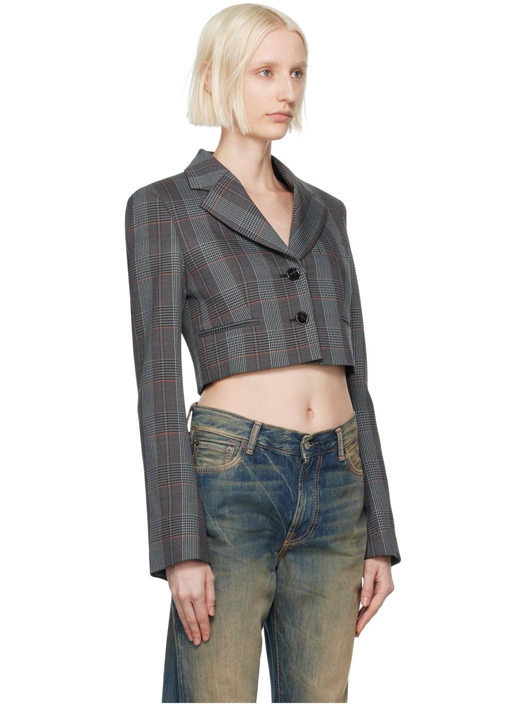 Gray Cropped Blazer - 2