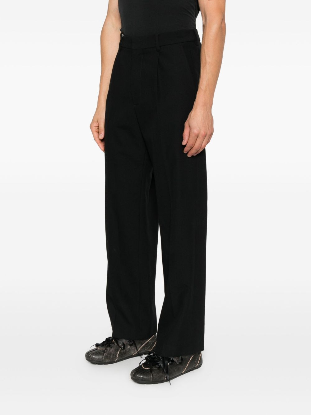 pleated straight-leg trousers - 3