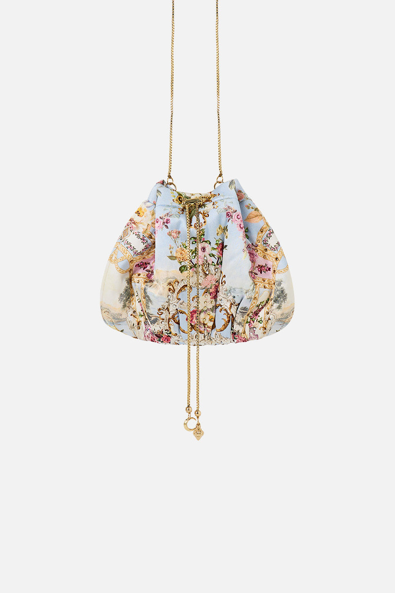 DRAWSTRING POUCH BAG WITH CHAIN STRAP 1