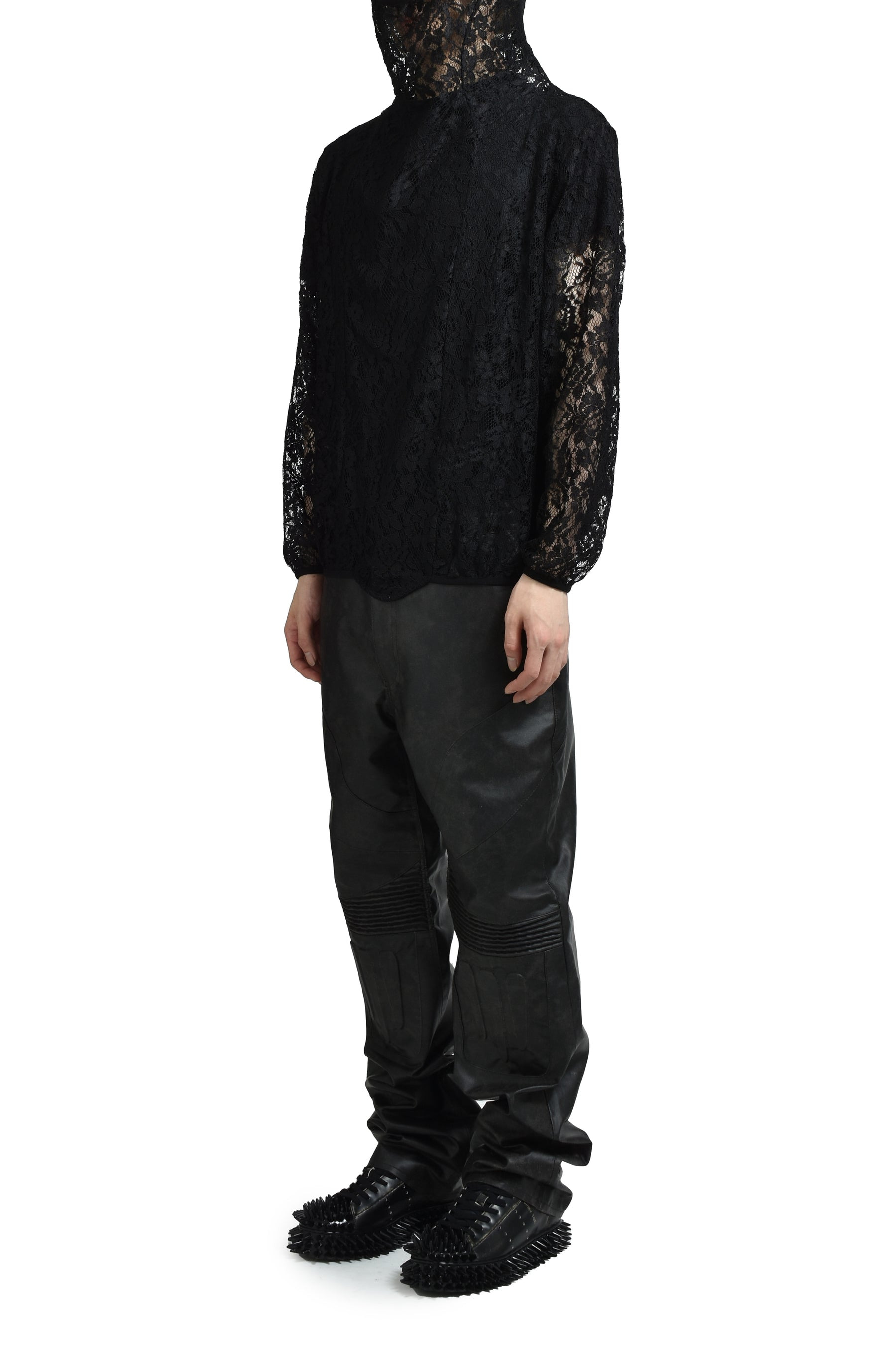 DRAPED LACE HOODIE / BLK - 5