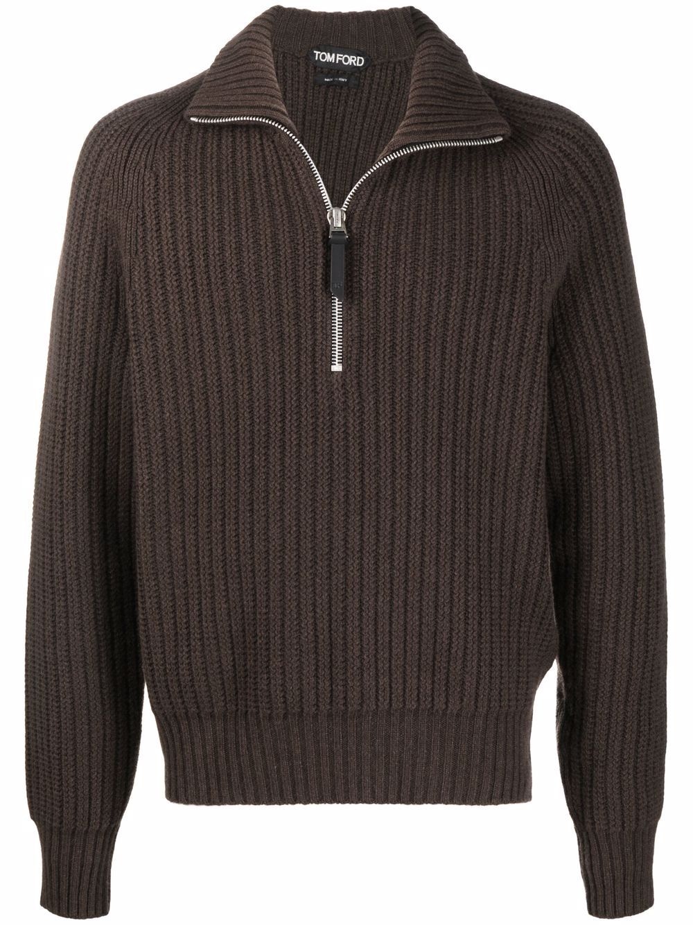 ribbed-knit zip-fastening jumper - 1