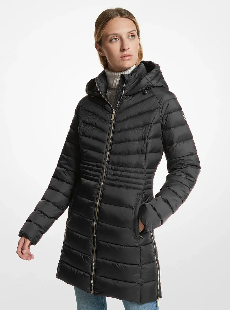 Quilted Nylon Puffer Coat - 1