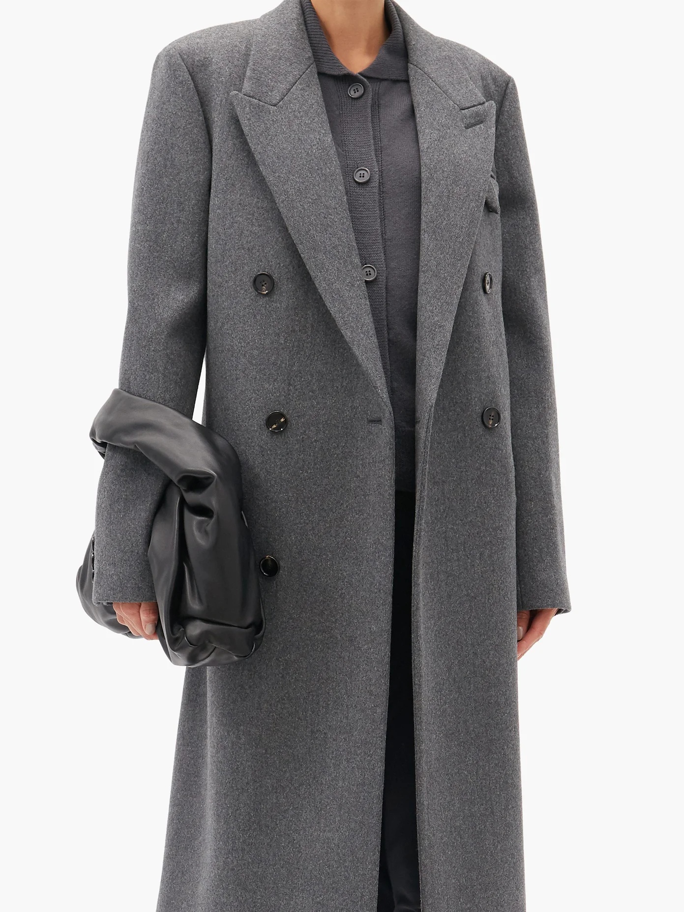 Longline double-breasted wool coat - 6