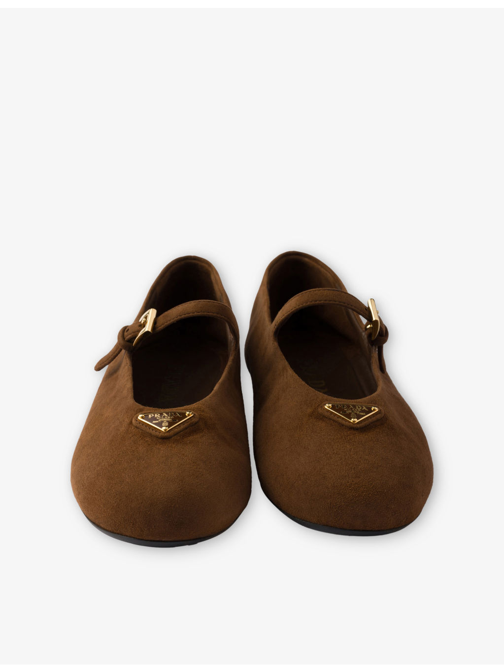 Triangle-Logo Suede Ballerina Flats - 5