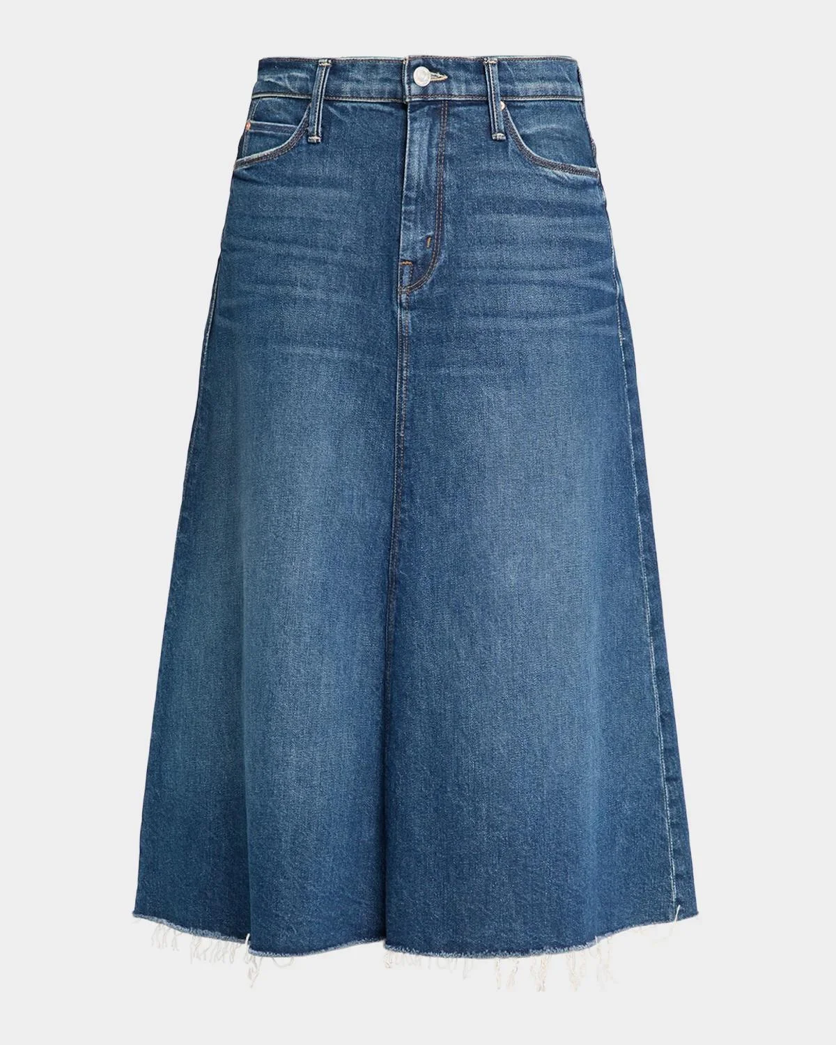 The Circle Frayed Denim Midi Skirt - 1