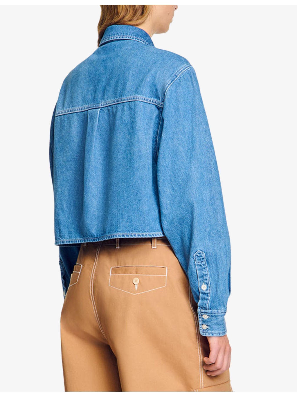 Long-Sleeved Chest-Pocket Denim Shirt - 4