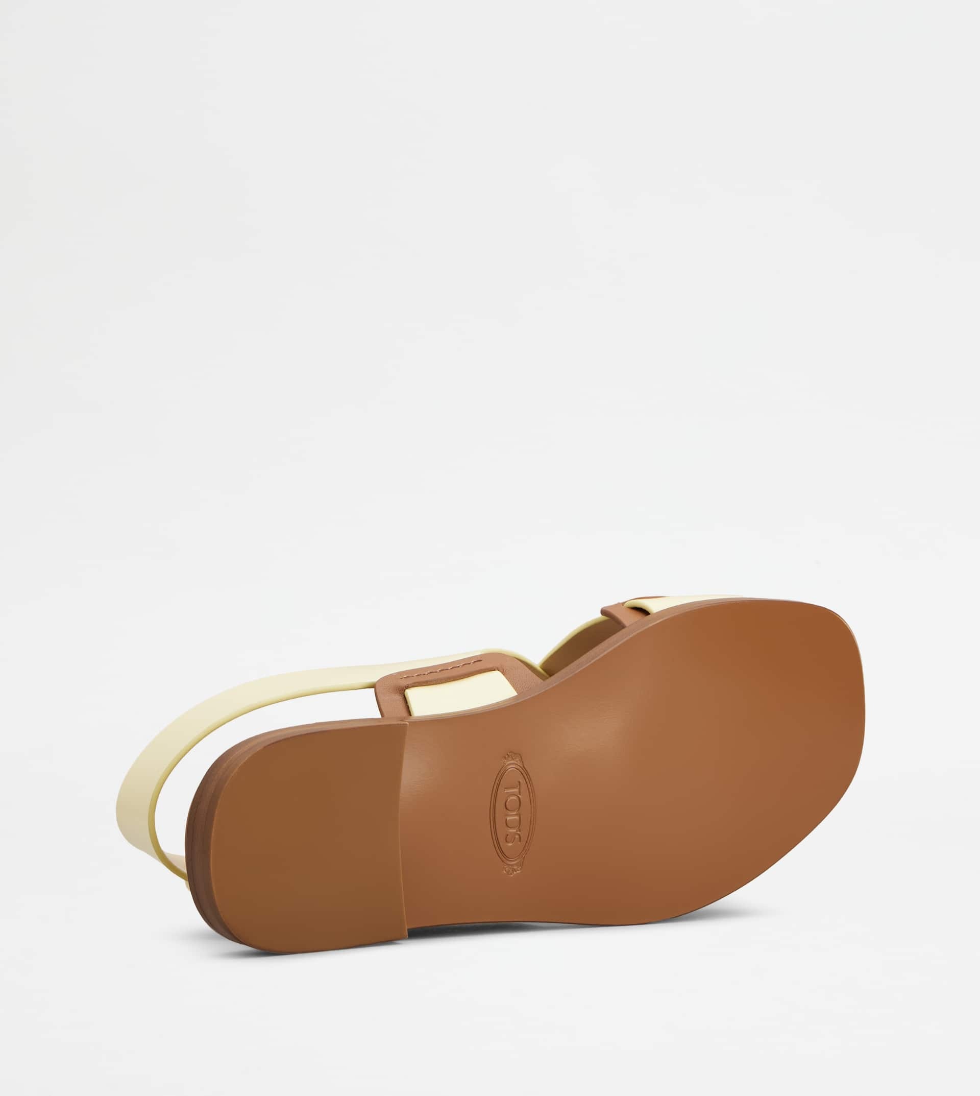 SANDALS IN LEATHER - YELLOW - 4