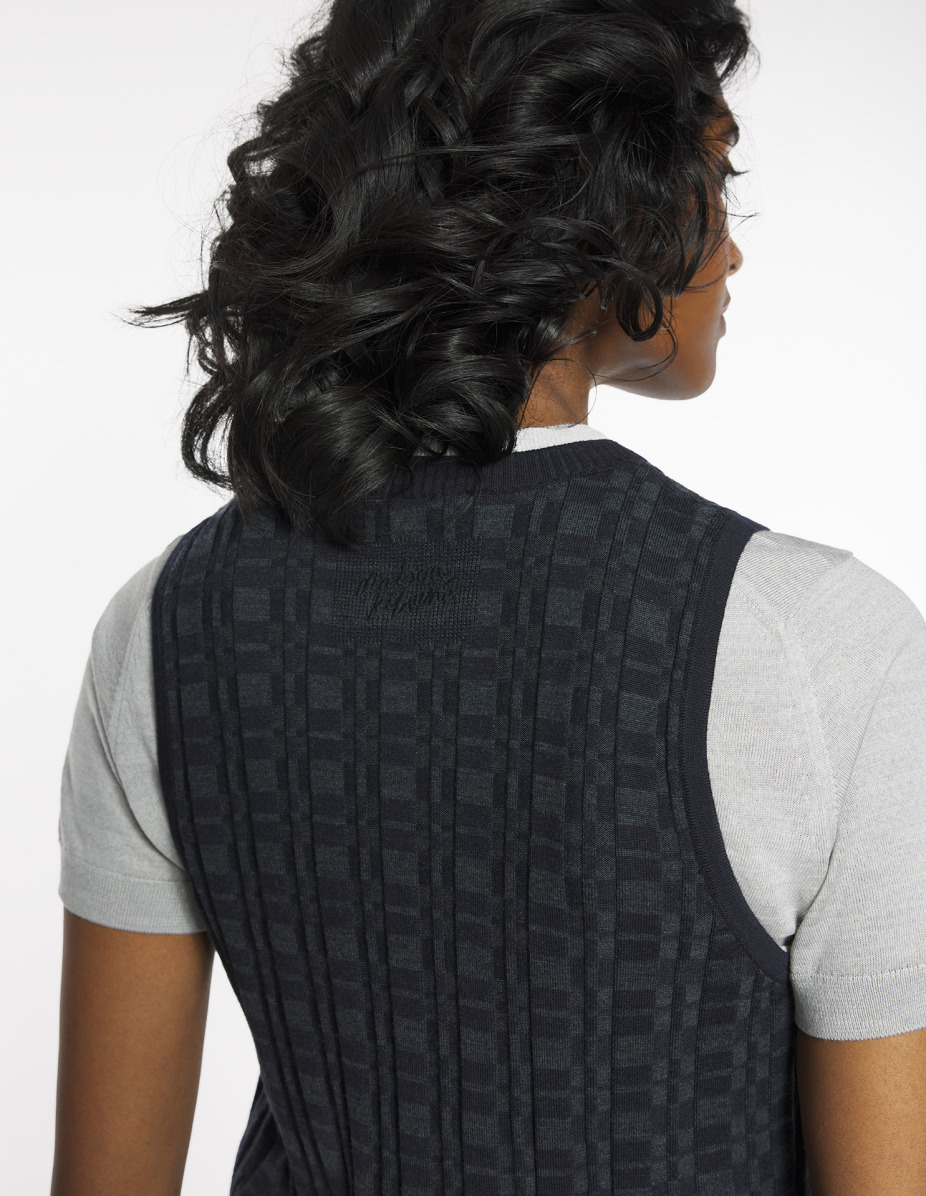 MERINO WOOL RIB CHECK MINI DRESS - 4