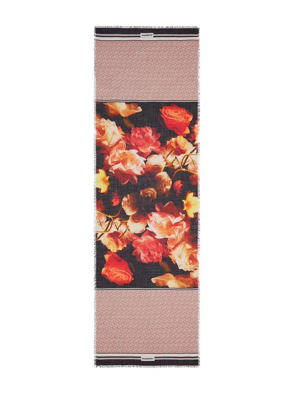 floral print monogram pattern scarf - 3