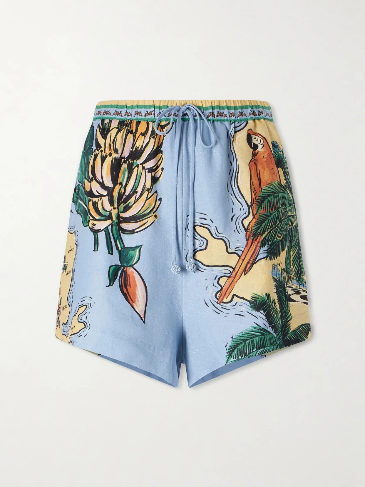 Beaches Path Printed Linen-blend Shorts - 1