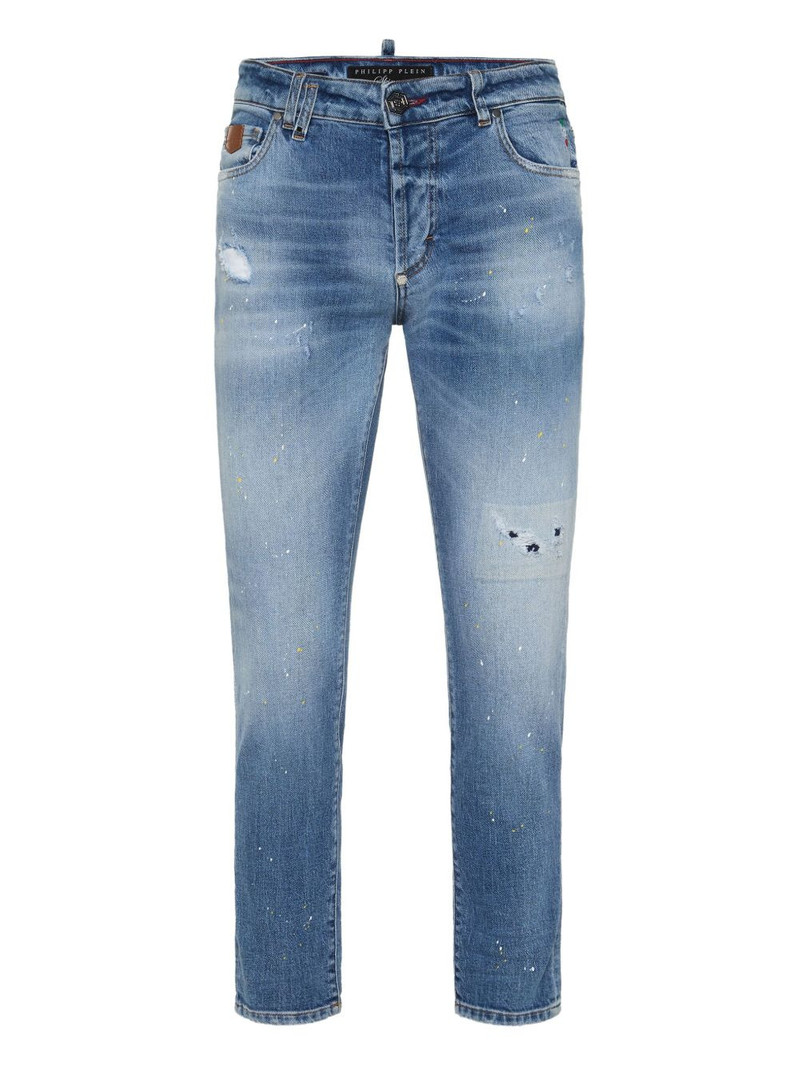 paint-splatter distressed jeans 1
