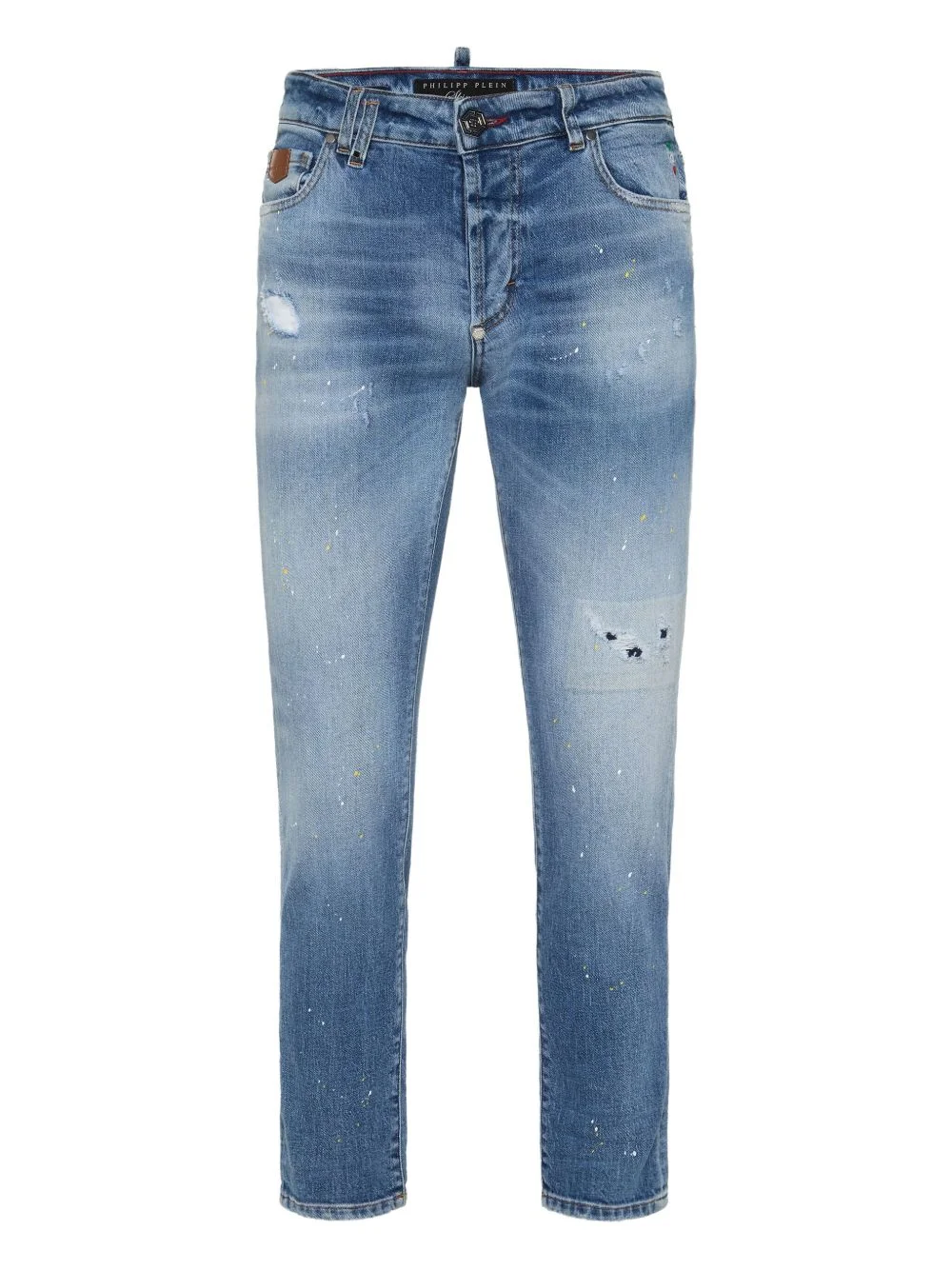 paint-splatter distressed jeans - 1