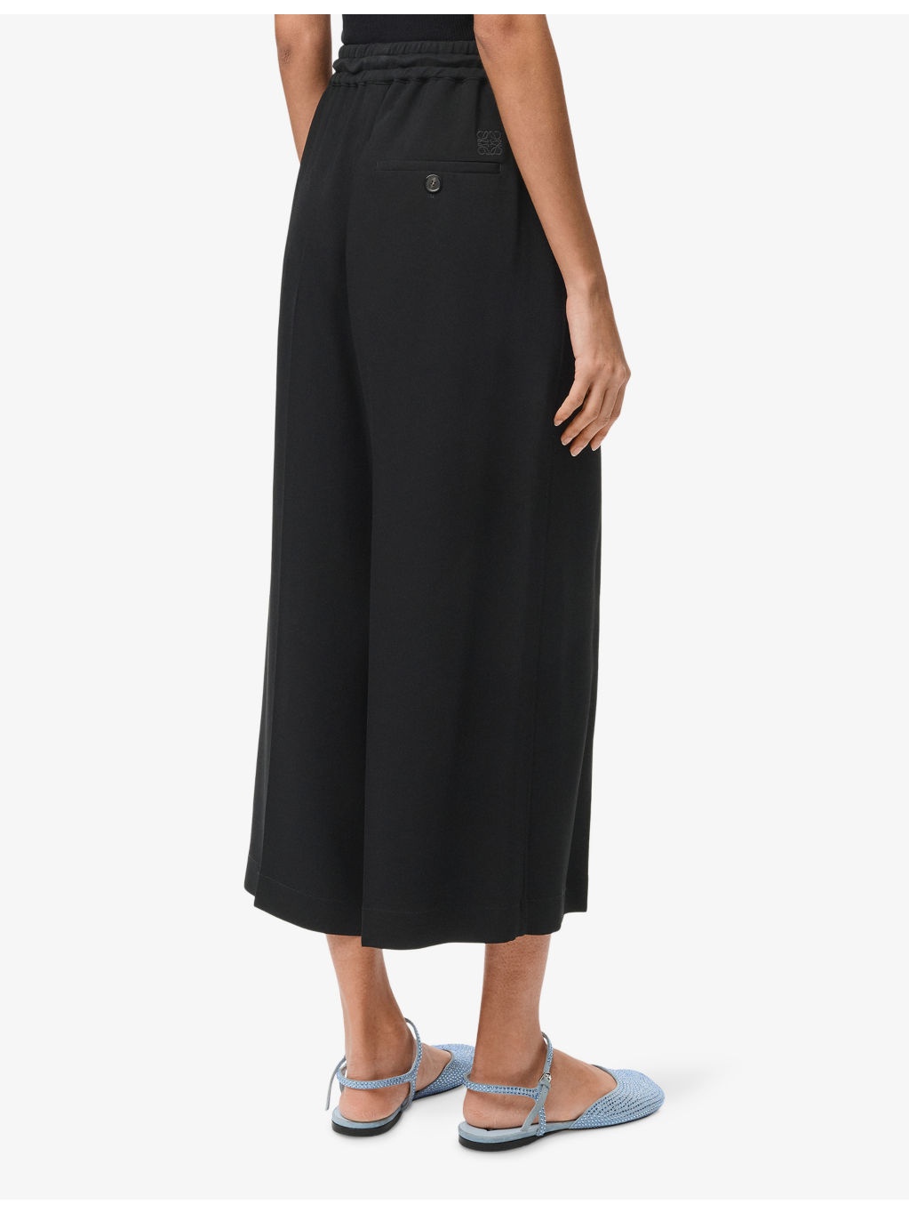 Cropped Wide-Leg Fluid Woven Trousers - 4