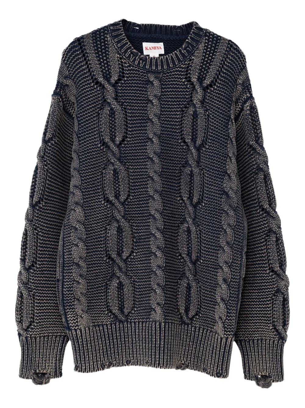 cable-knit distressed sweater - 1