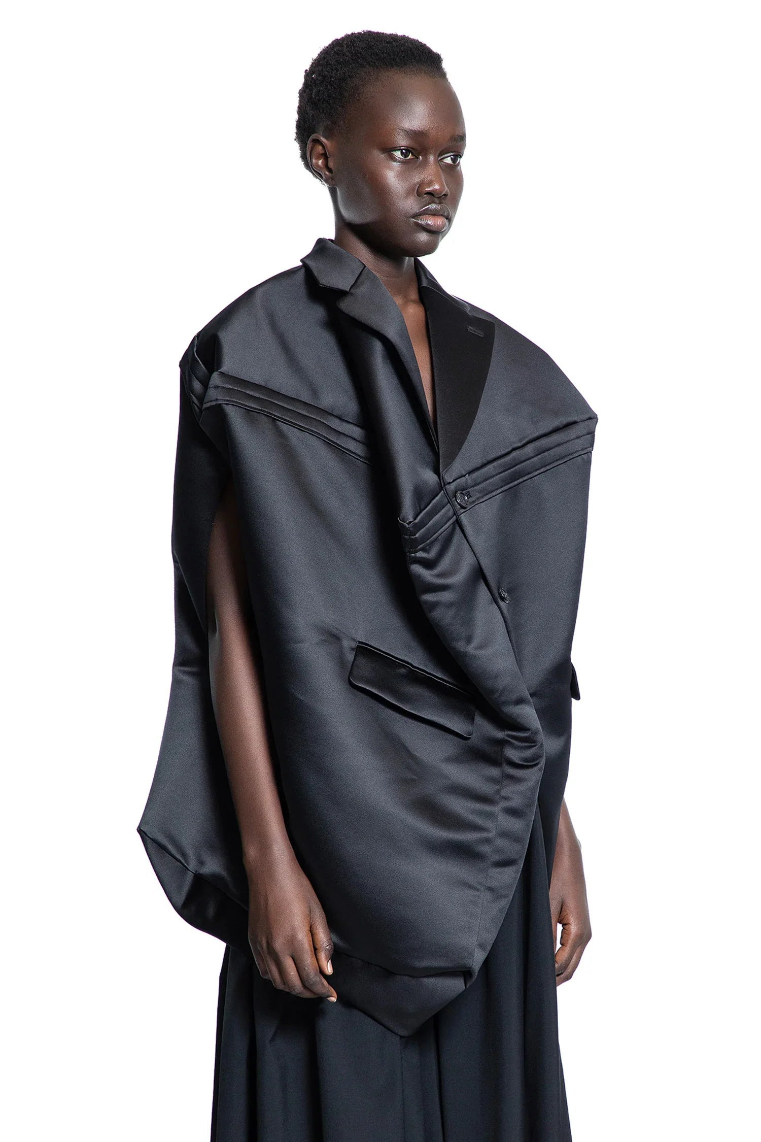 Sculptural-Ladys-Satin-Blazer - 2