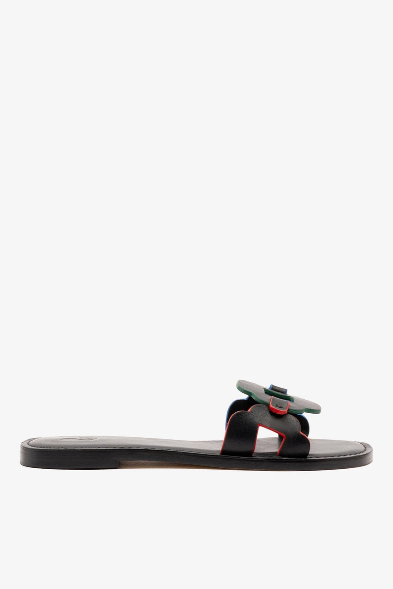 Margherita Slide In Black Leather 1