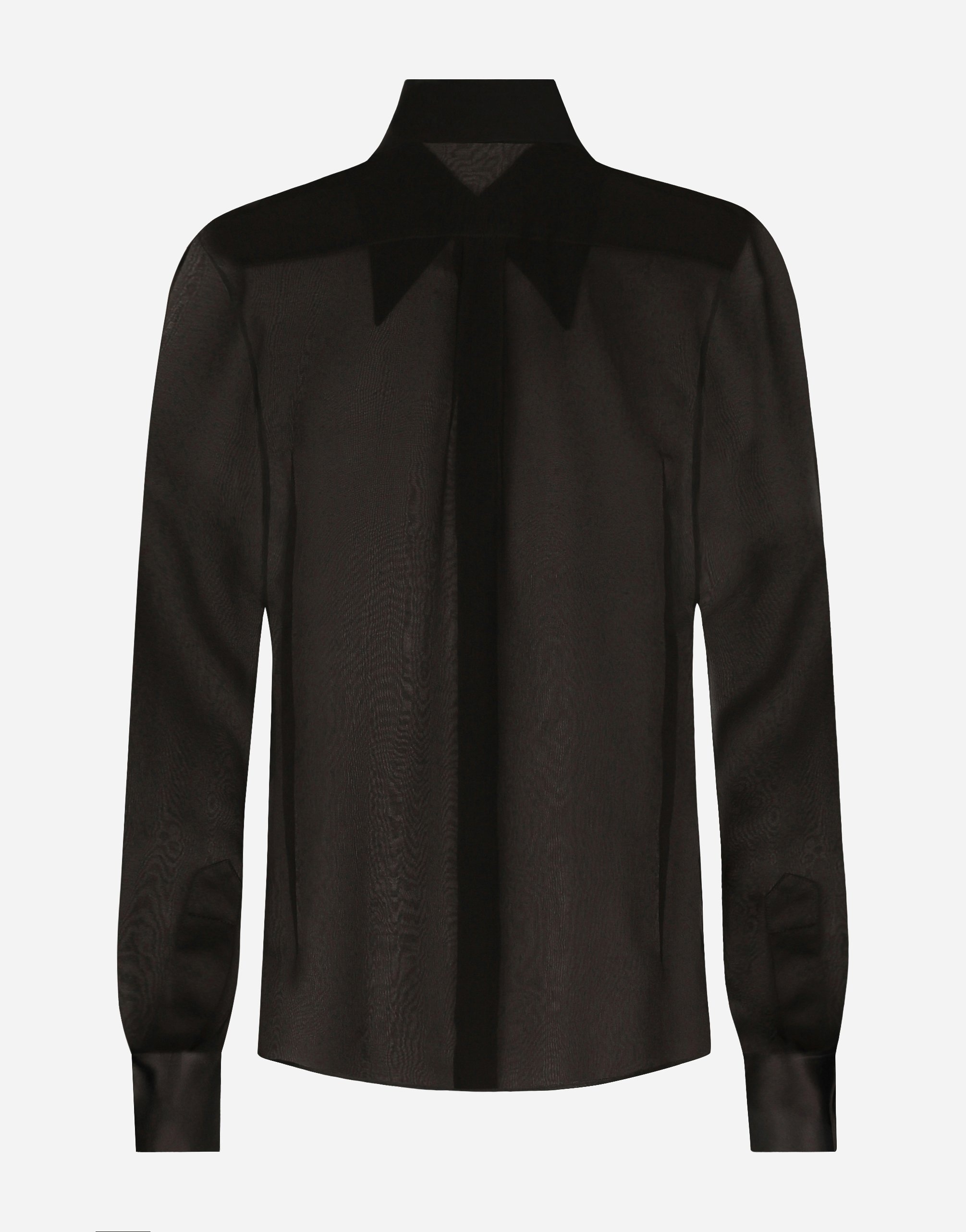 Silk chiffon shirt with satin details - 2